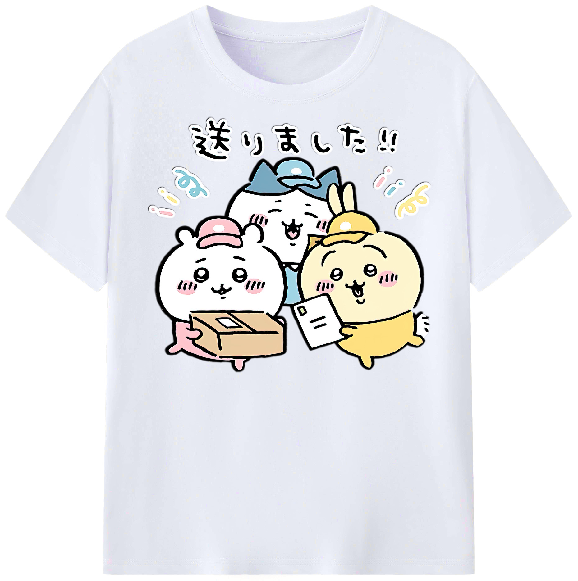 （画像用） ちいかわ ハチワレ Chii-kawa hachiware レディースカジュアルプリントTシャツ（綿100％）