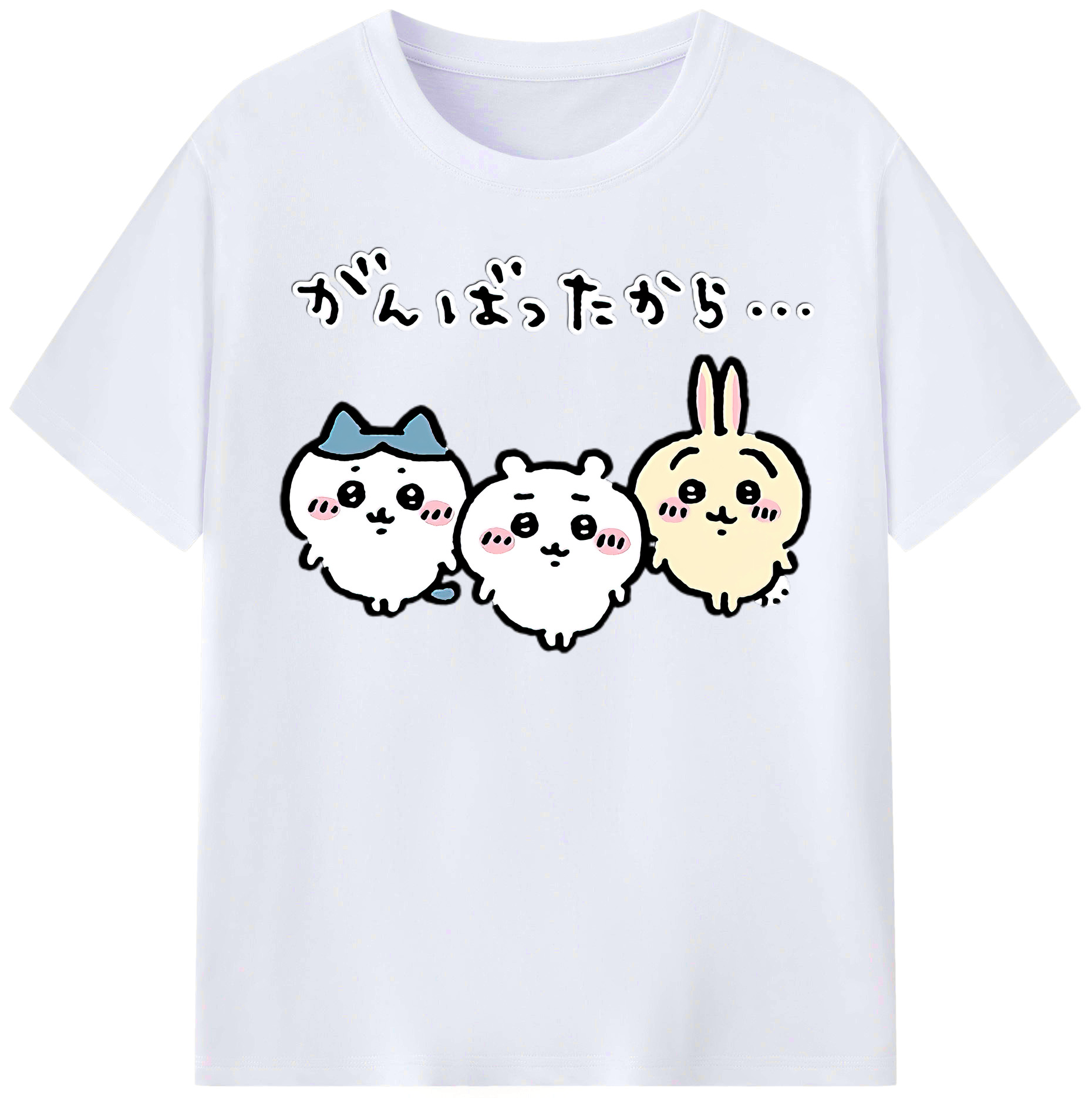 （画像用） ちいかわ ハチワレ Chii-kawa hachiware レディースカジュアルプリントTシャツ（綿100％）