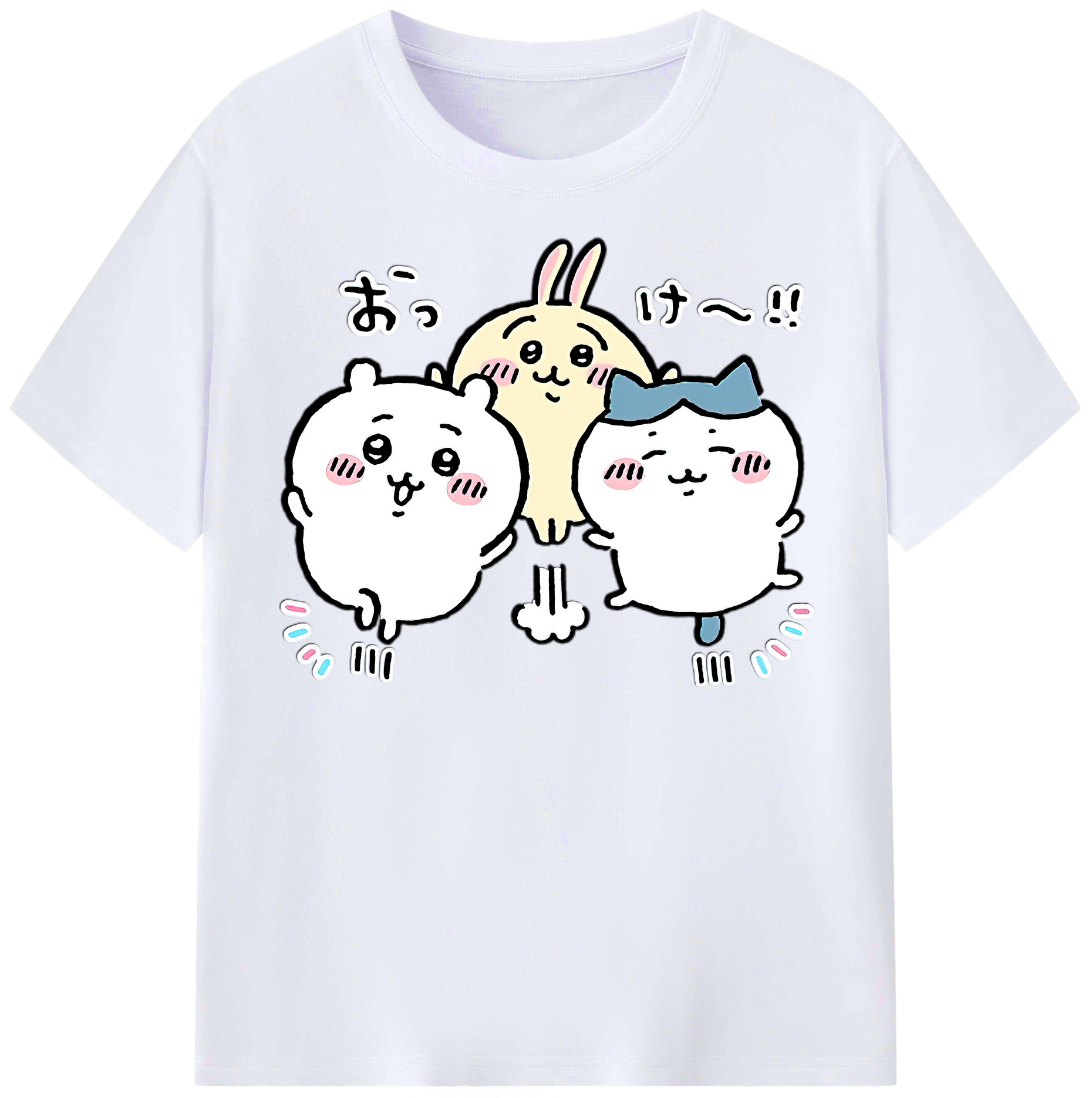 （画像用） ちいかわ ちいかわ Chii-kawa chiikawa レディースカジュアルプリントTシャツ（綿100％）