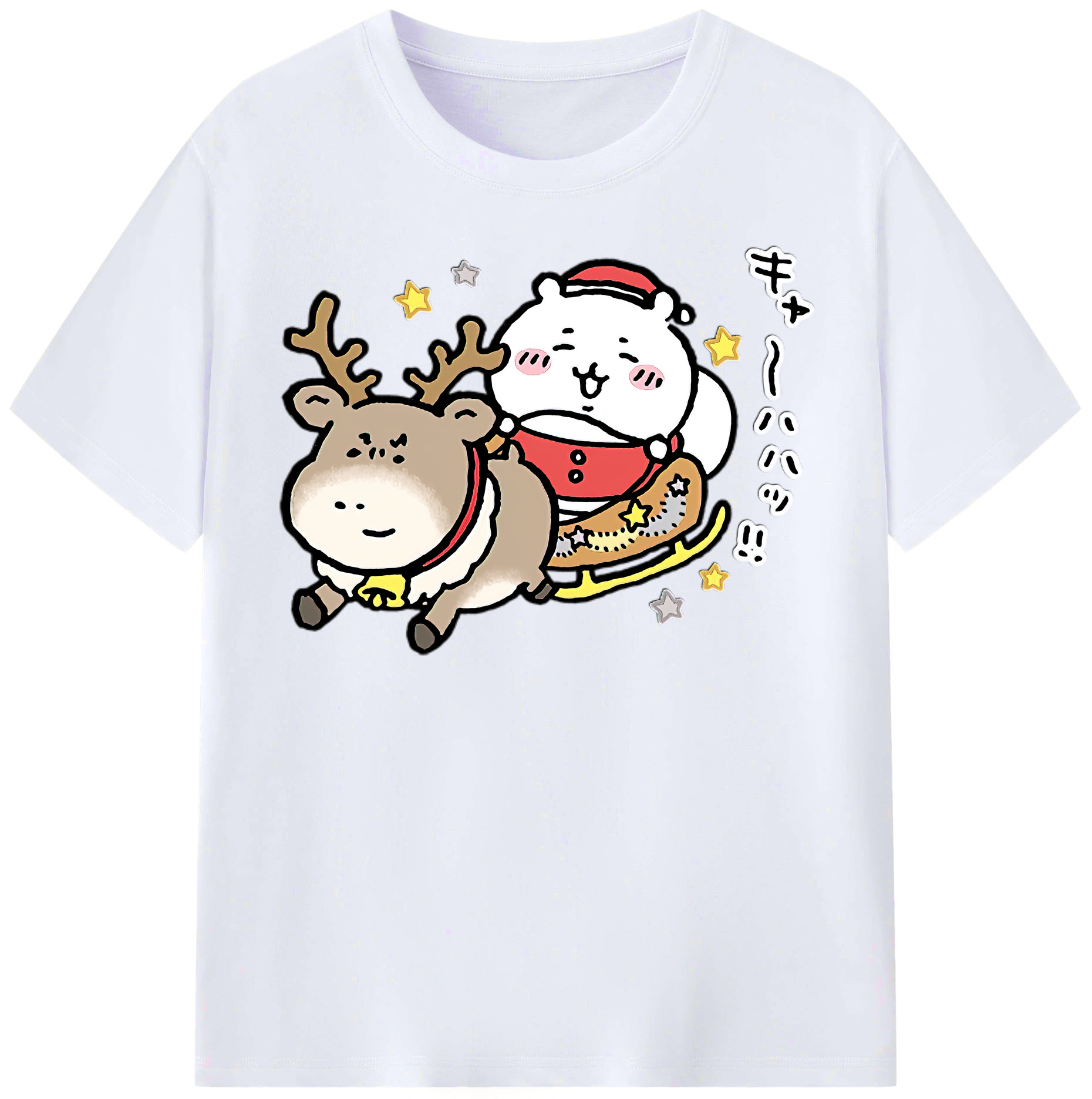 （画像用） ちいかわ ちいかわ Chii-kawa chiikawa レディースカジュアルプリントTシャツ（綿100％）