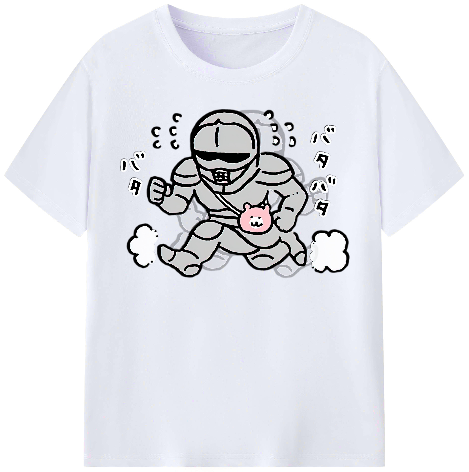 （画像用） ちいかわ 労働の鎧さん Chii-kawa Mr. Armor of Labor レディースカジュアルプリントTシャツ（綿100％）