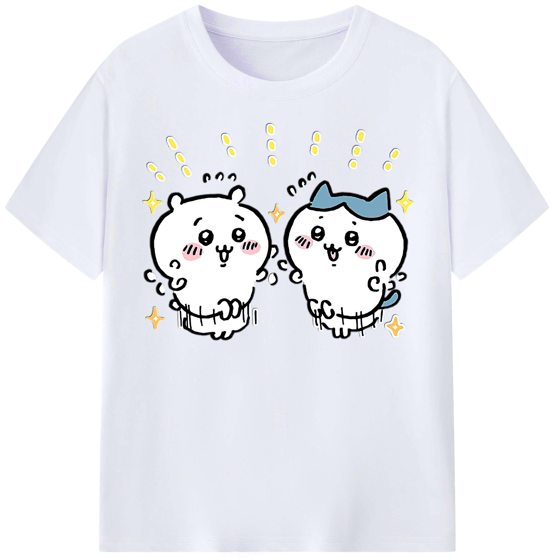 （画像用） ちいかわ ハチワレ Chii-kawa hachiware レディースカジュアルプリントTシャツ（綿100％）