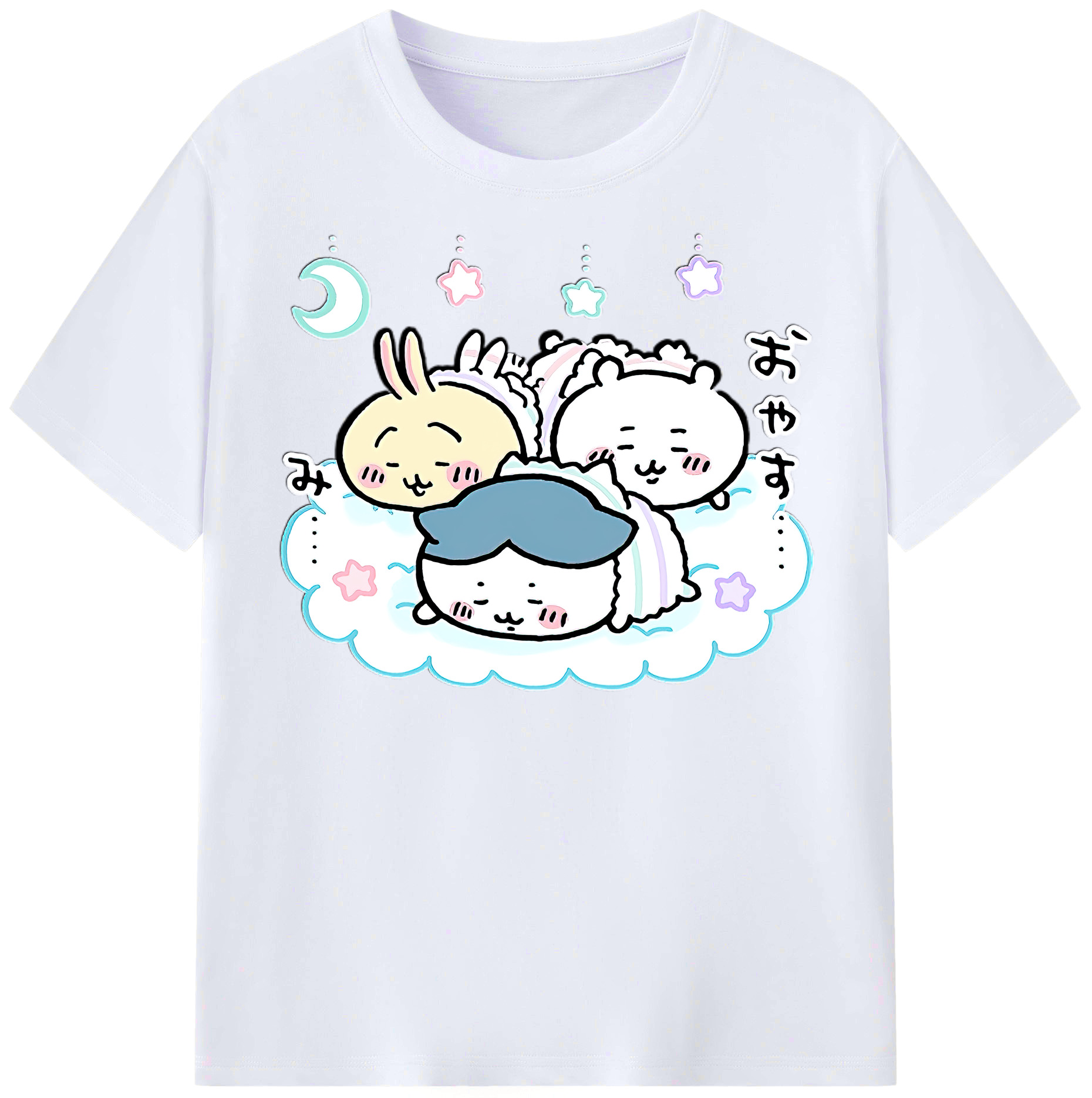 （画像用） ちいかわ ハチワレ Chii-kawa hachiware レディースカジュアルプリントTシャツ（綿100％）