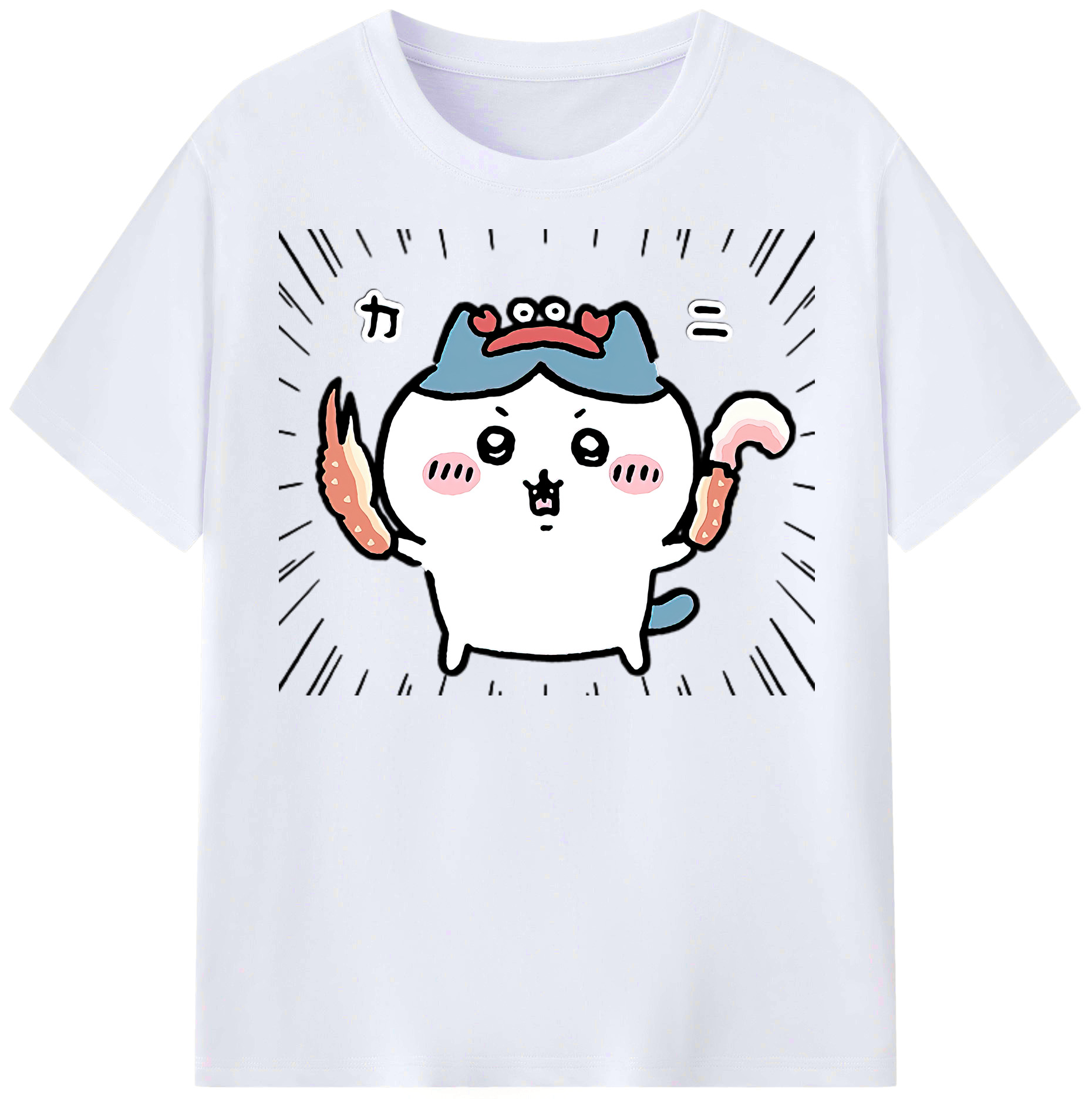 （画像用） ちいかわ ハチワレ Chii-kawa hachiware レディースカジュアルプリントTシャツ（綿100％）