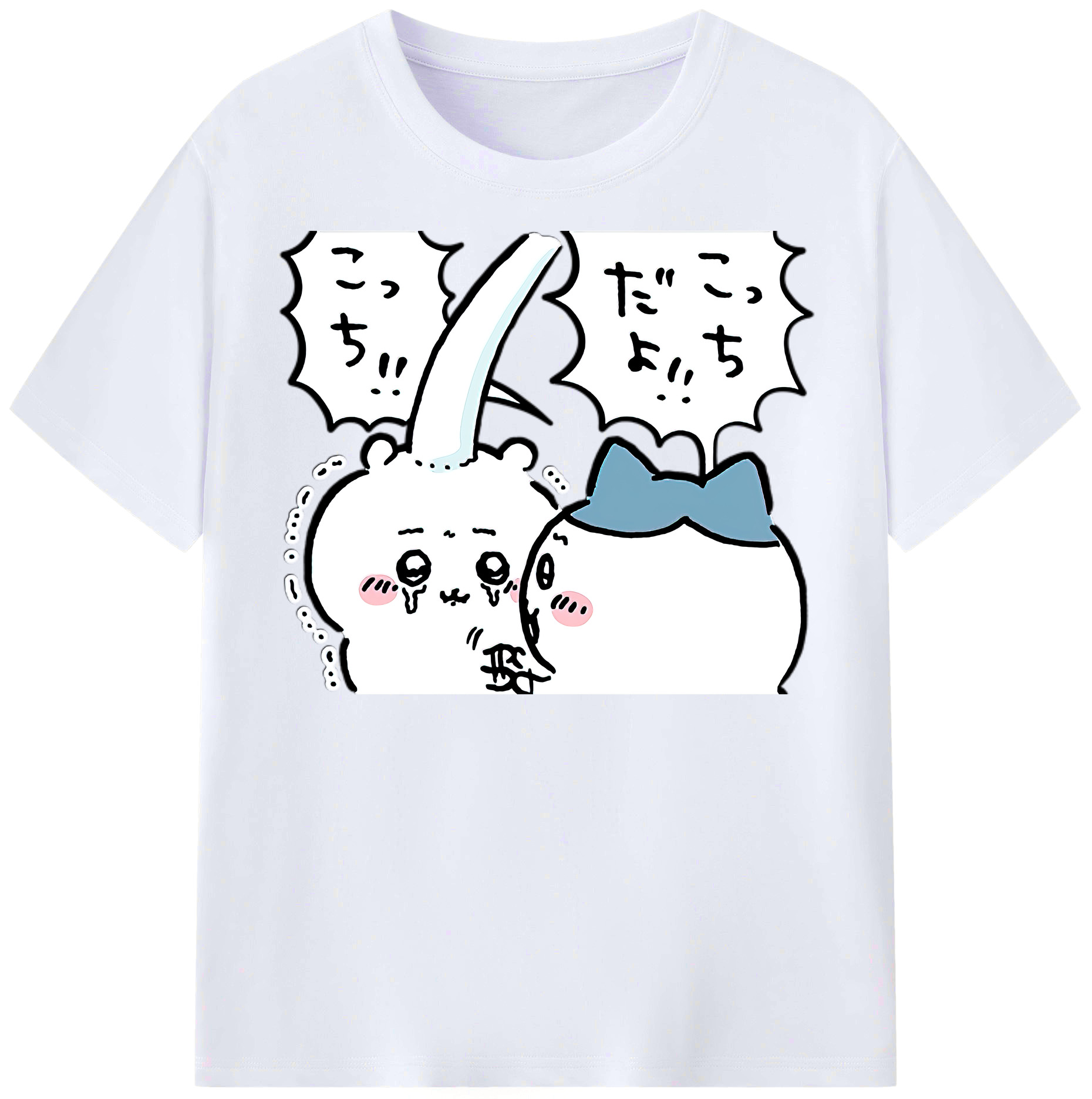 （画像用） ちいかわ ハチワレ Chii-kawa hachiware レディースカジュアルプリントTシャツ（綿100％）