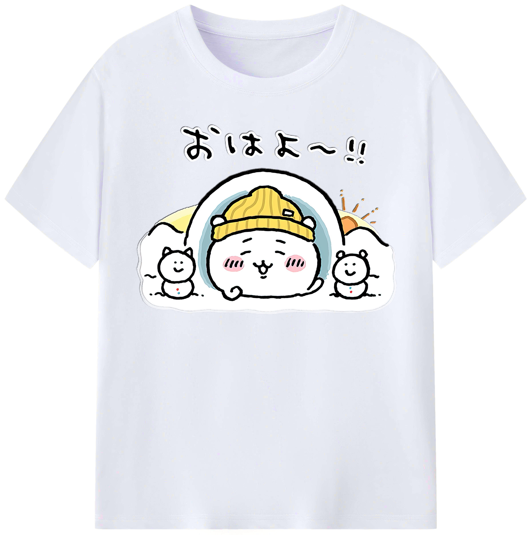 （画像用） ちいかわ ちいかわ Chii-kawa chiikawa レディースカジュアルプリントTシャツ（綿100％）