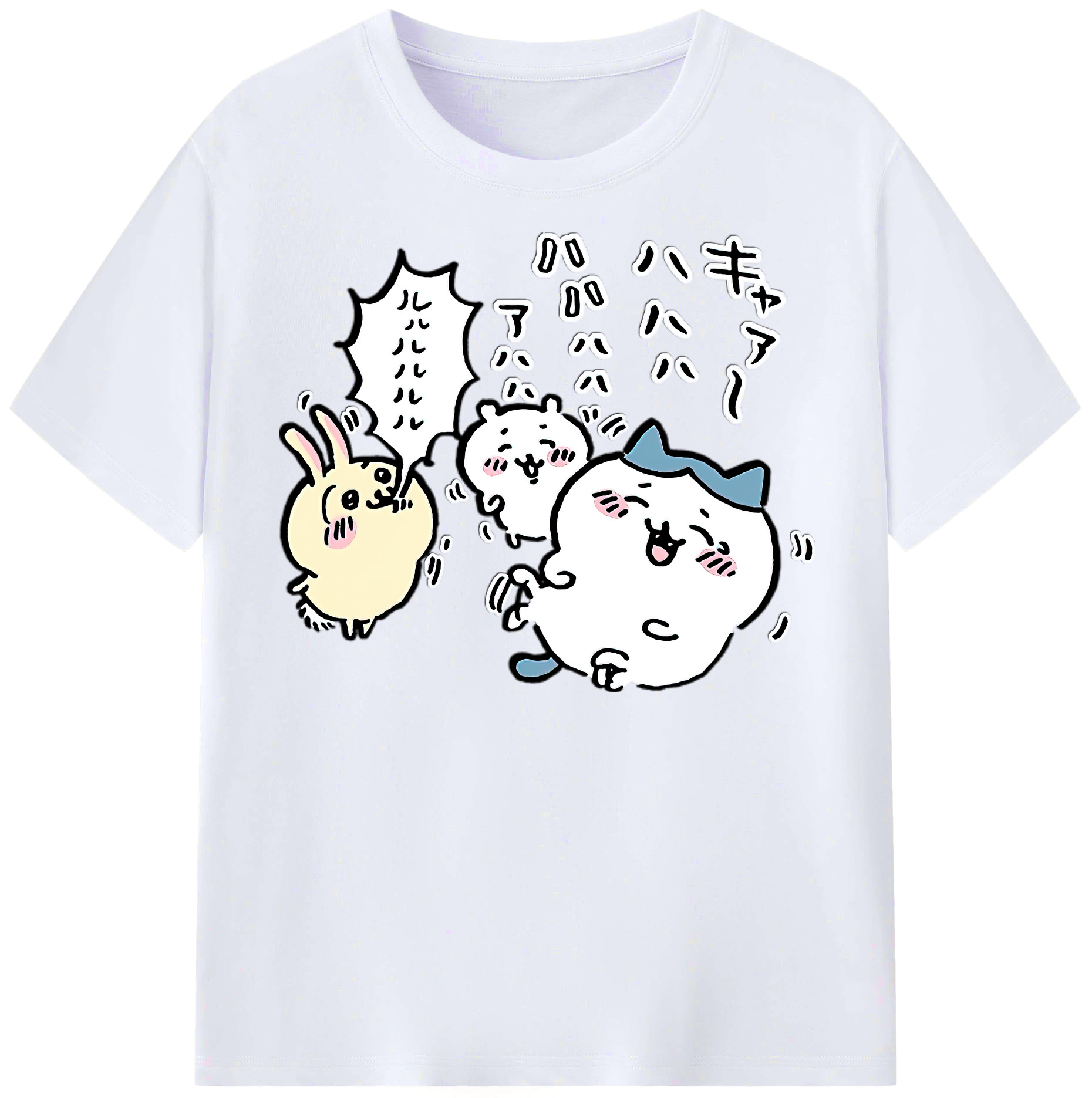 （画像用） ちいかわ うさぎ Chii-kawa usagi レディースカジュアルプリントTシャツ（綿100％）
