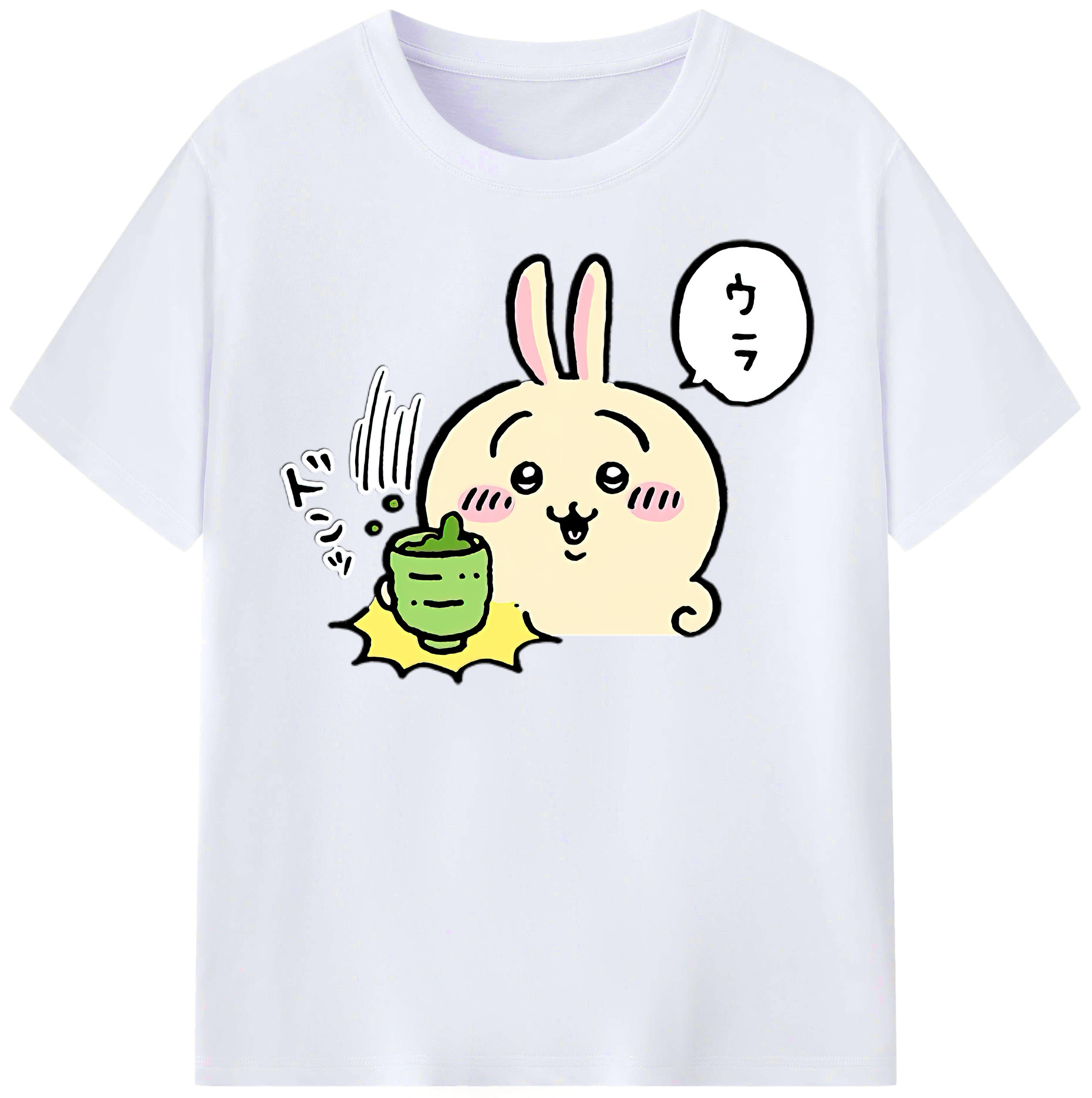 （画像用） ちいかわ うさぎ Chii-kawa usagi レディースカジュアルプリントTシャツ（綿100％）