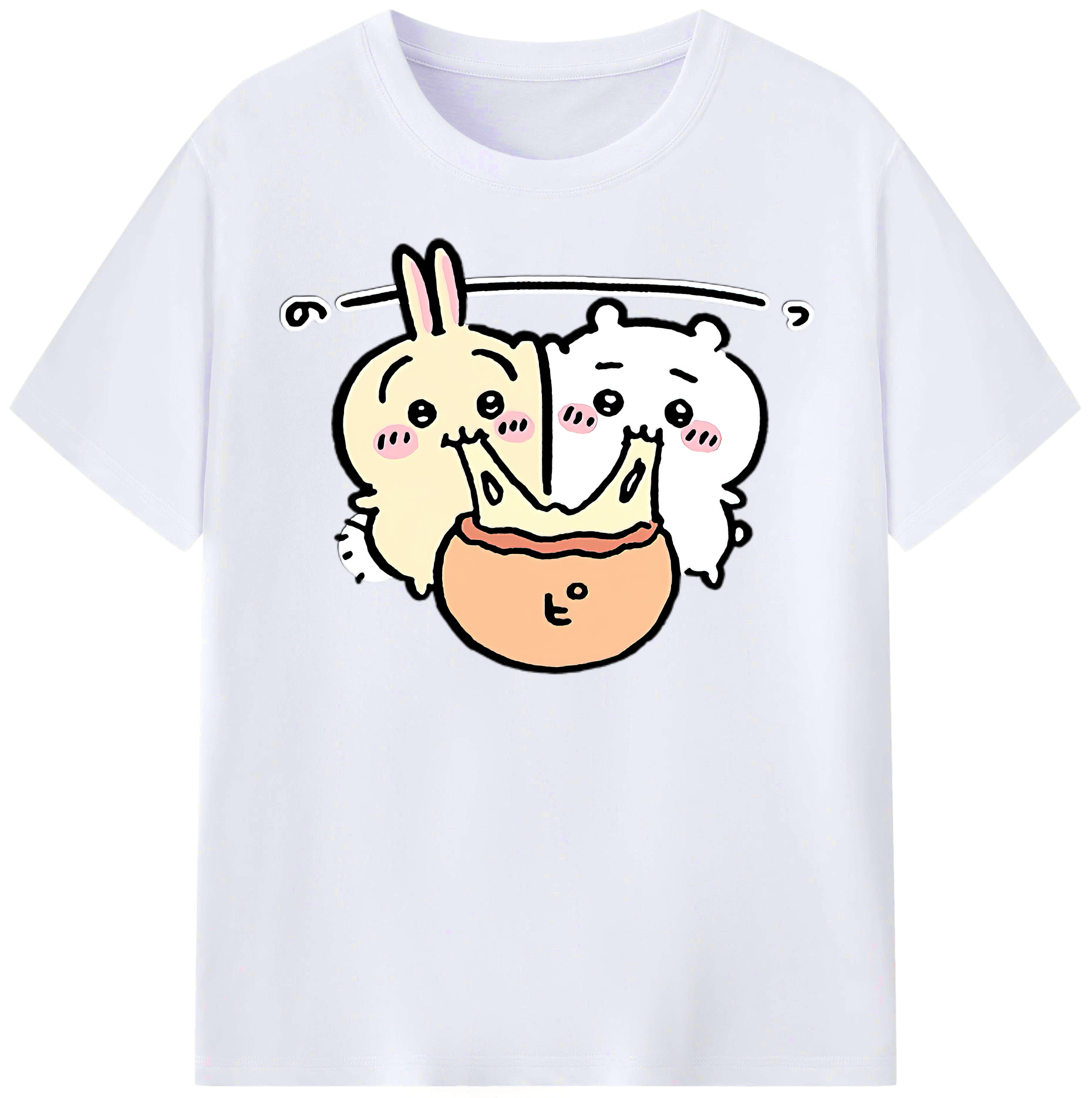 （画像用） ちいかわ うさぎ Chii-kawa usagi レディースカジュアルプリントTシャツ（綿100％）