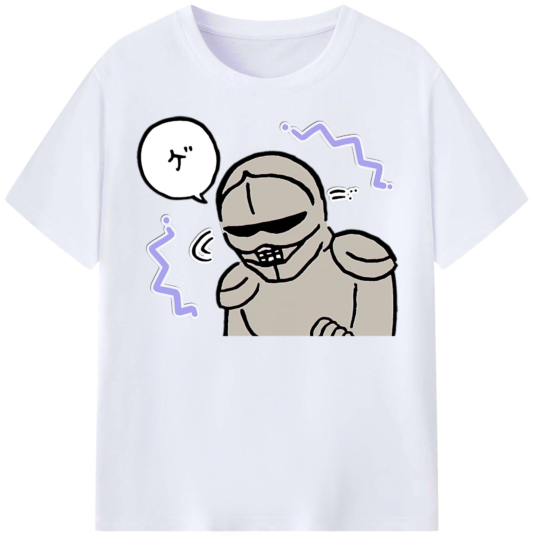 （画像用） ちいかわ 労働の鎧さん Chii-kawa Mr. Armor of Labor レディースカジュアルプリントTシャツ（綿100％）