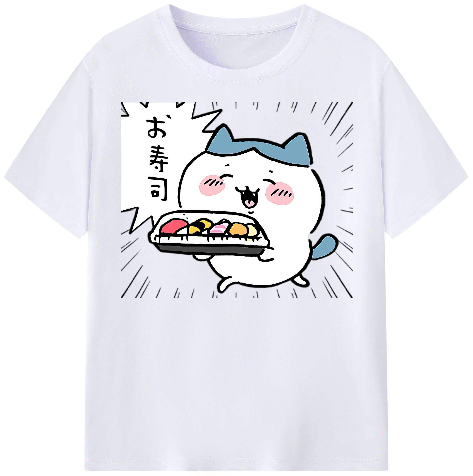 （画像用） ちいかわ ハチワレ Chii-kawa hachiware レディースカジュアルプリントTシャツ（綿100％）