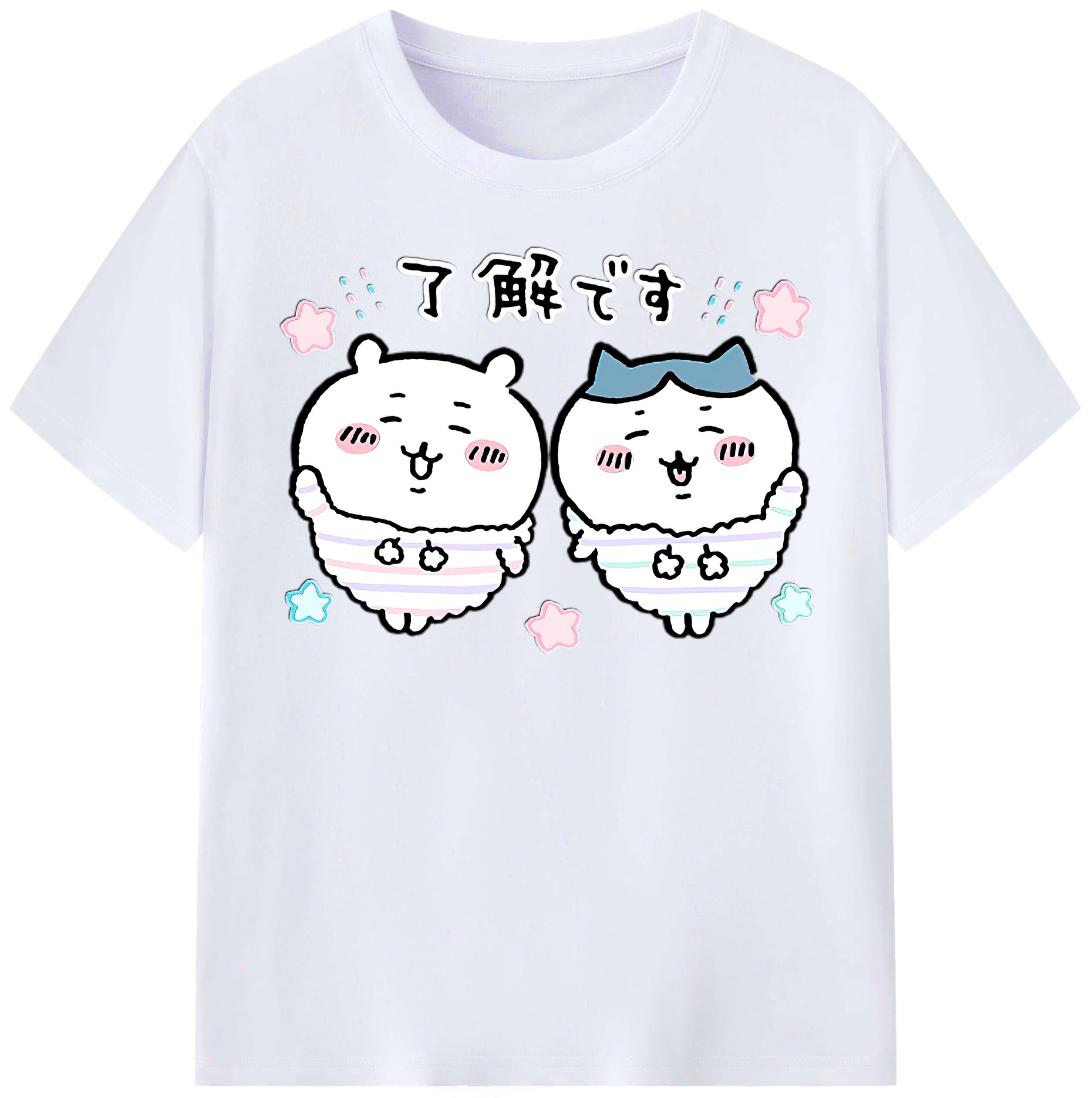 （画像用） ちいかわ ハチワレ Chii-kawa hachiware レディースカジュアルプリントTシャツ（綿100％）