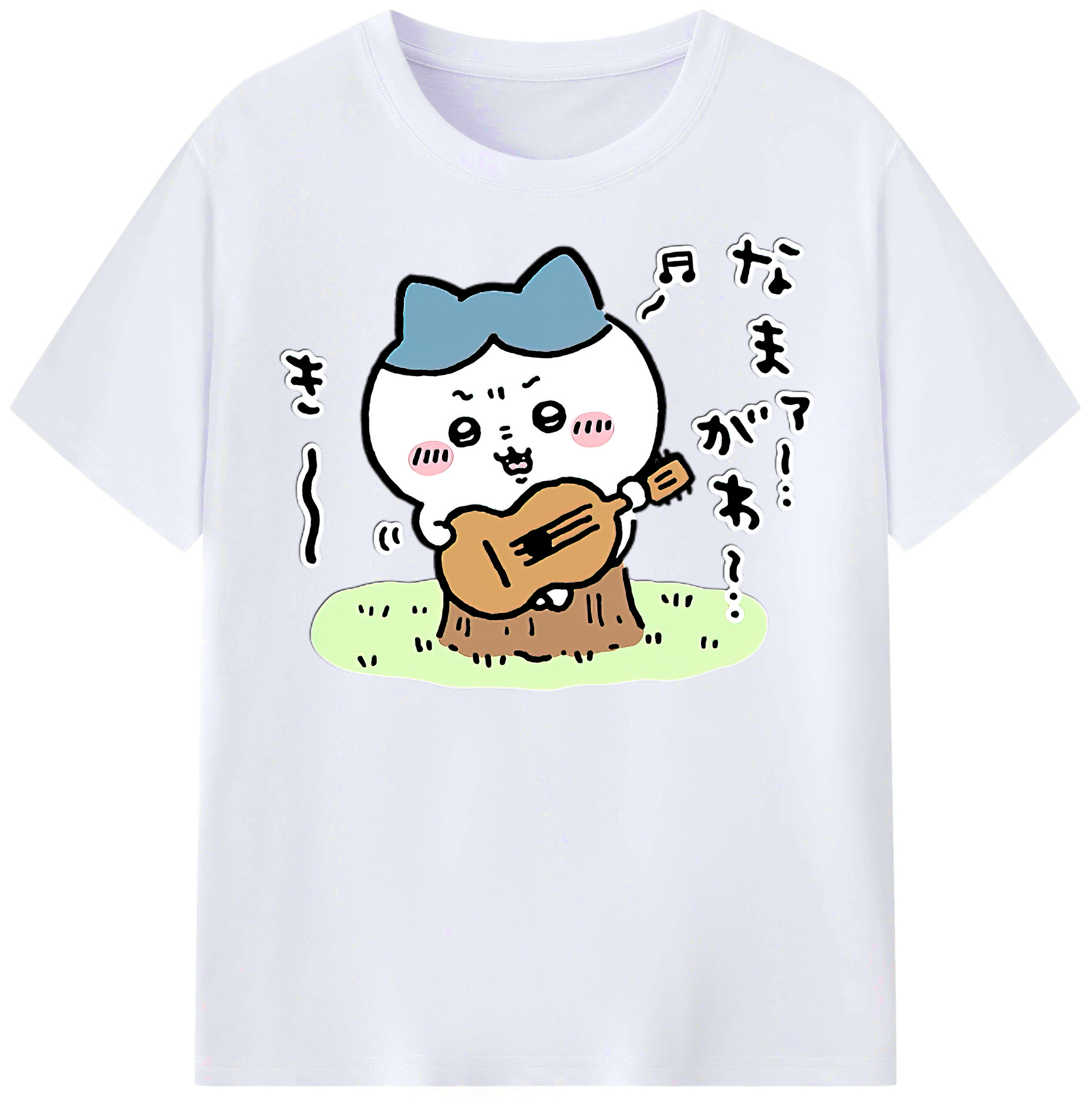 （画像用） ちいかわ ハチワレ Chii-kawa hachiware レディースカジュアルプリントTシャツ（綿100％）