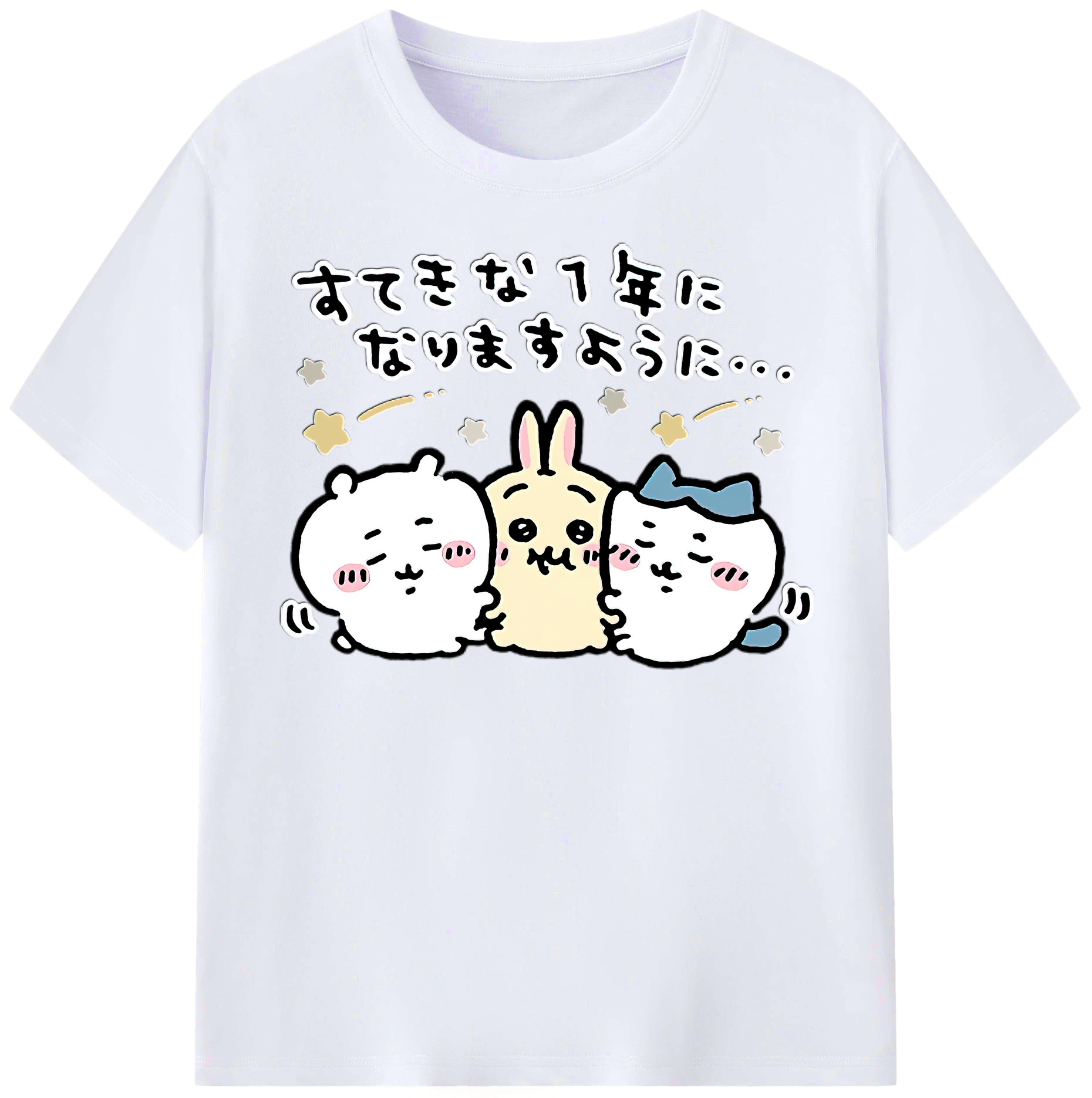 （画像用） ちいかわ ちいかわ Chii-kawa chiikawa レディースカジュアルプリントTシャツ（綿100％）
