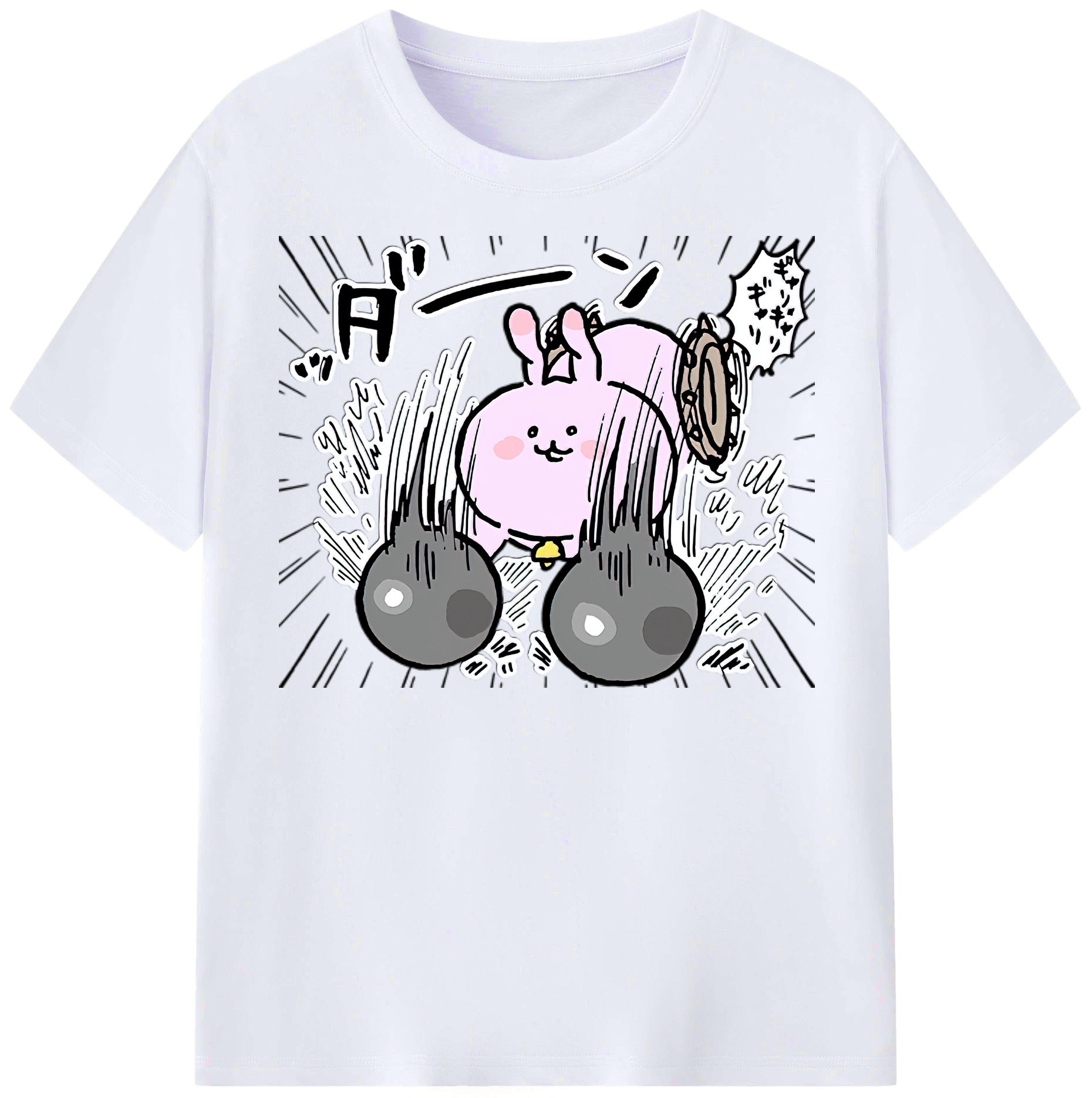（画像用） ちいかわ うさぎ Chii-kawa usagi レディースカジュアルプリントTシャツ（綿100％）