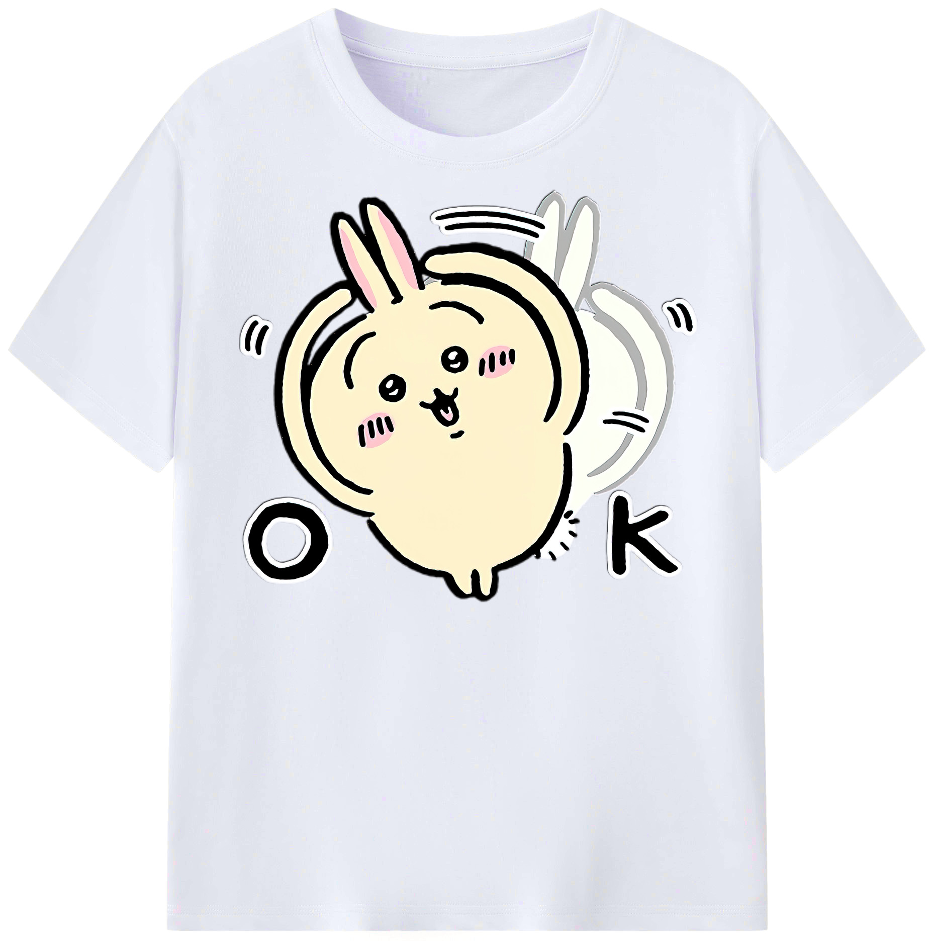 （画像用） ちいかわ うさぎ Chii-kawa usagi レディースカジュアルプリントTシャツ（綿100％）