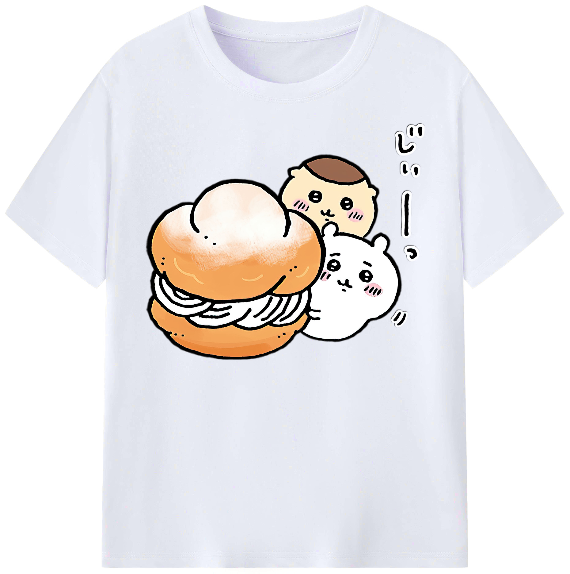 （画像用） ちいかわ くりまんじゅう Chii-kawa kuri manjū レディースカジュアルプリントTシャツ（綿100％）