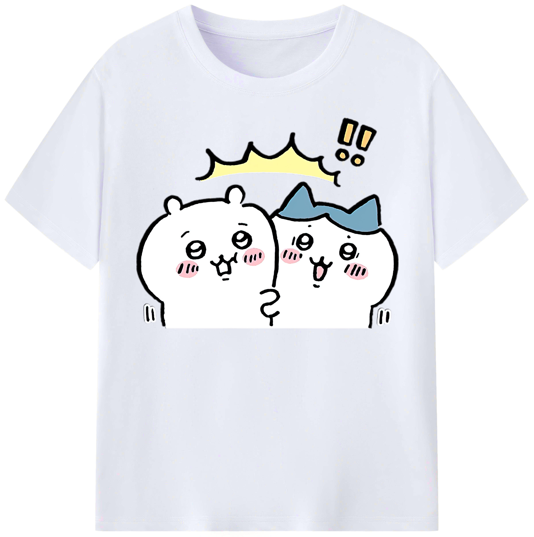（画像用） ちいかわ ハチワレ Chii-kawa hachiware レディースカジュアルプリントTシャツ（綿100％）
