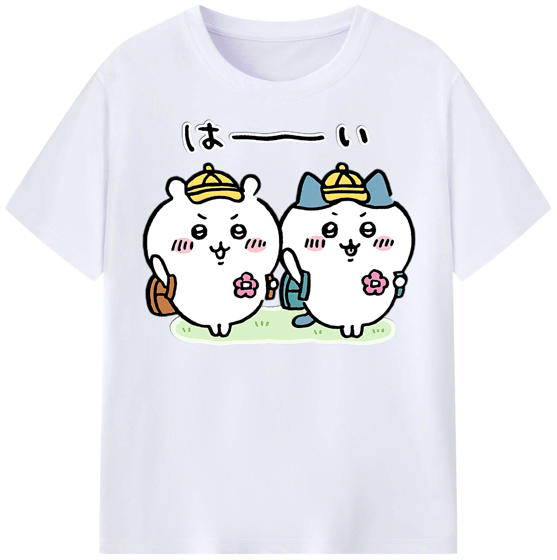 （画像用） ちいかわ ハチワレ Chii-kawa hachiware レディースカジュアルプリントTシャツ（綿100％）