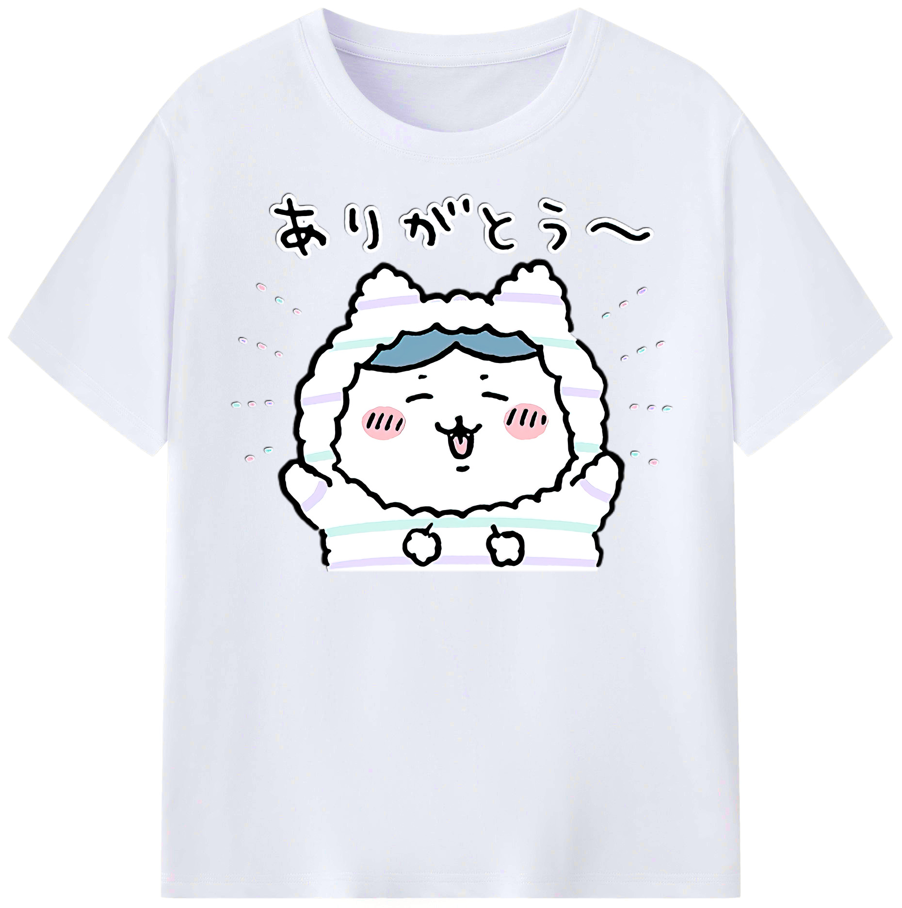 （画像用） ちいかわ ハチワレ Chii-kawa hachiware レディースカジュアルプリントTシャツ（綿100％）
