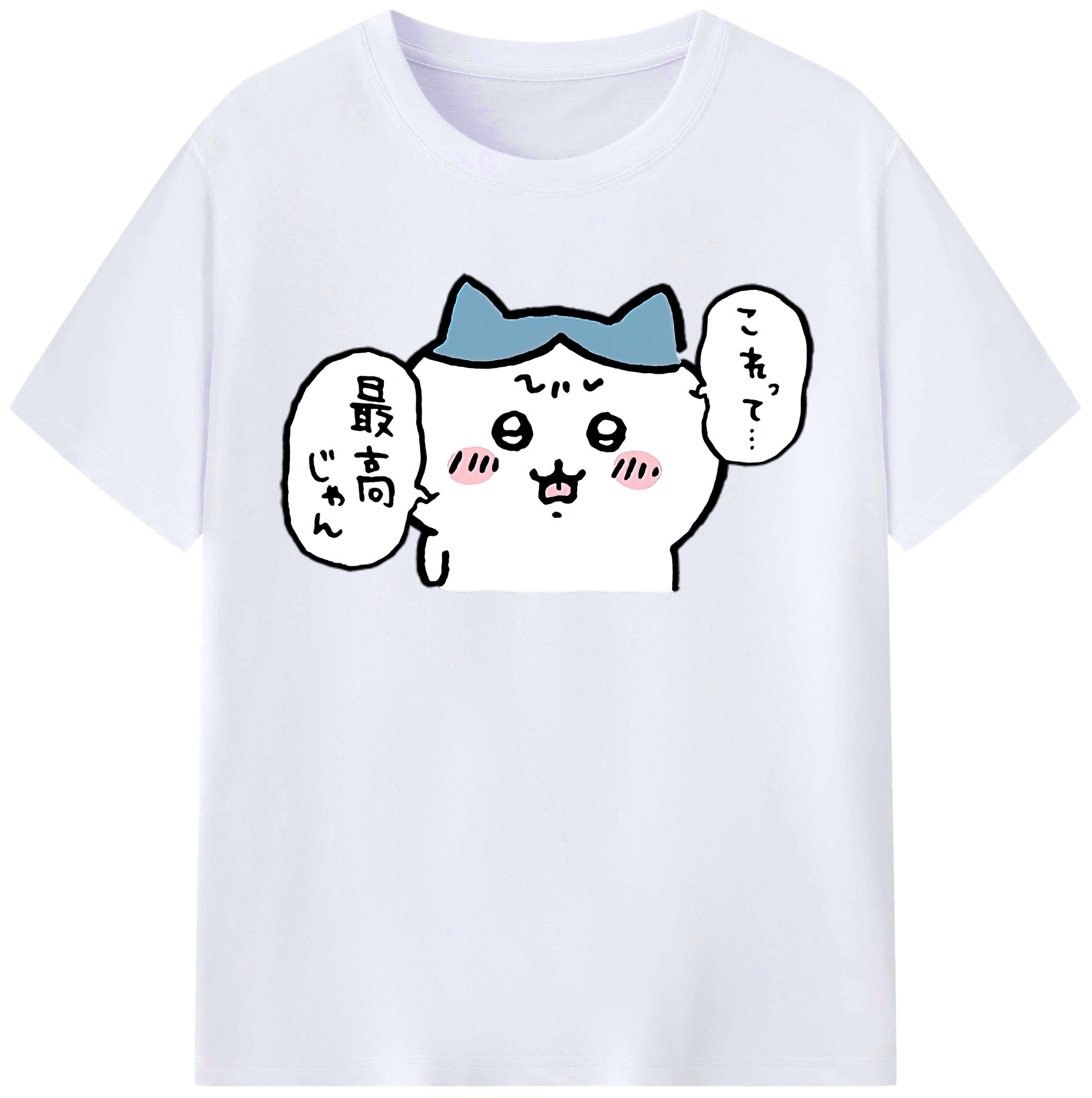 （画像用） ちいかわ ハチワレ Chii-kawa hachiware レディースカジュアルプリントTシャツ（綿100％）