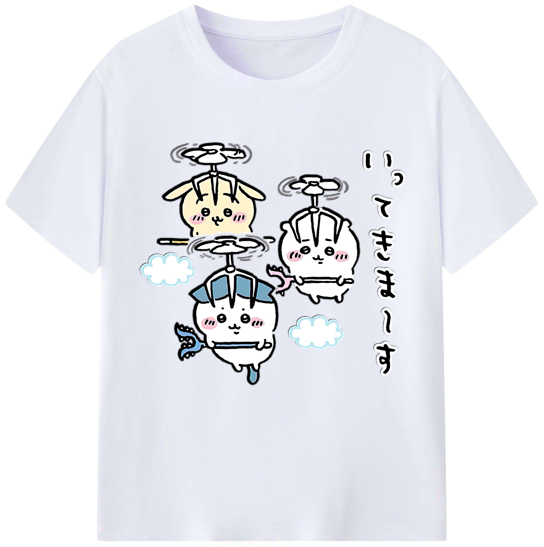 （画像用） ちいかわ ちいかわ Chii-kawa chiikawa レディースカジュアルプリントTシャツ（綿100％）