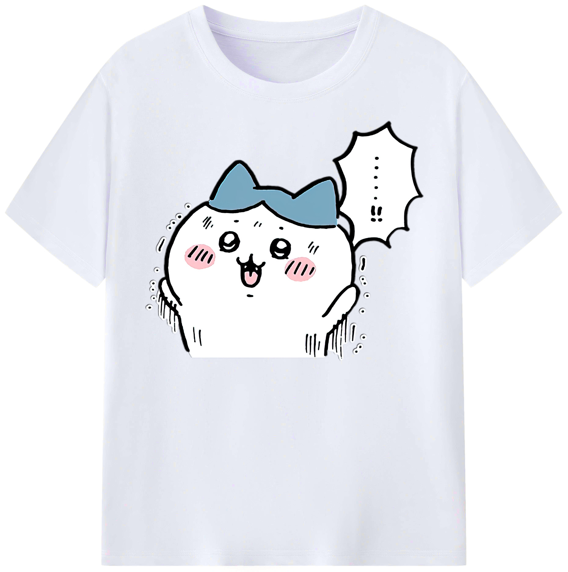（画像用） ちいかわ ハチワレ Chii-kawa hachiware レディースカジュアルプリントTシャツ（綿100％）