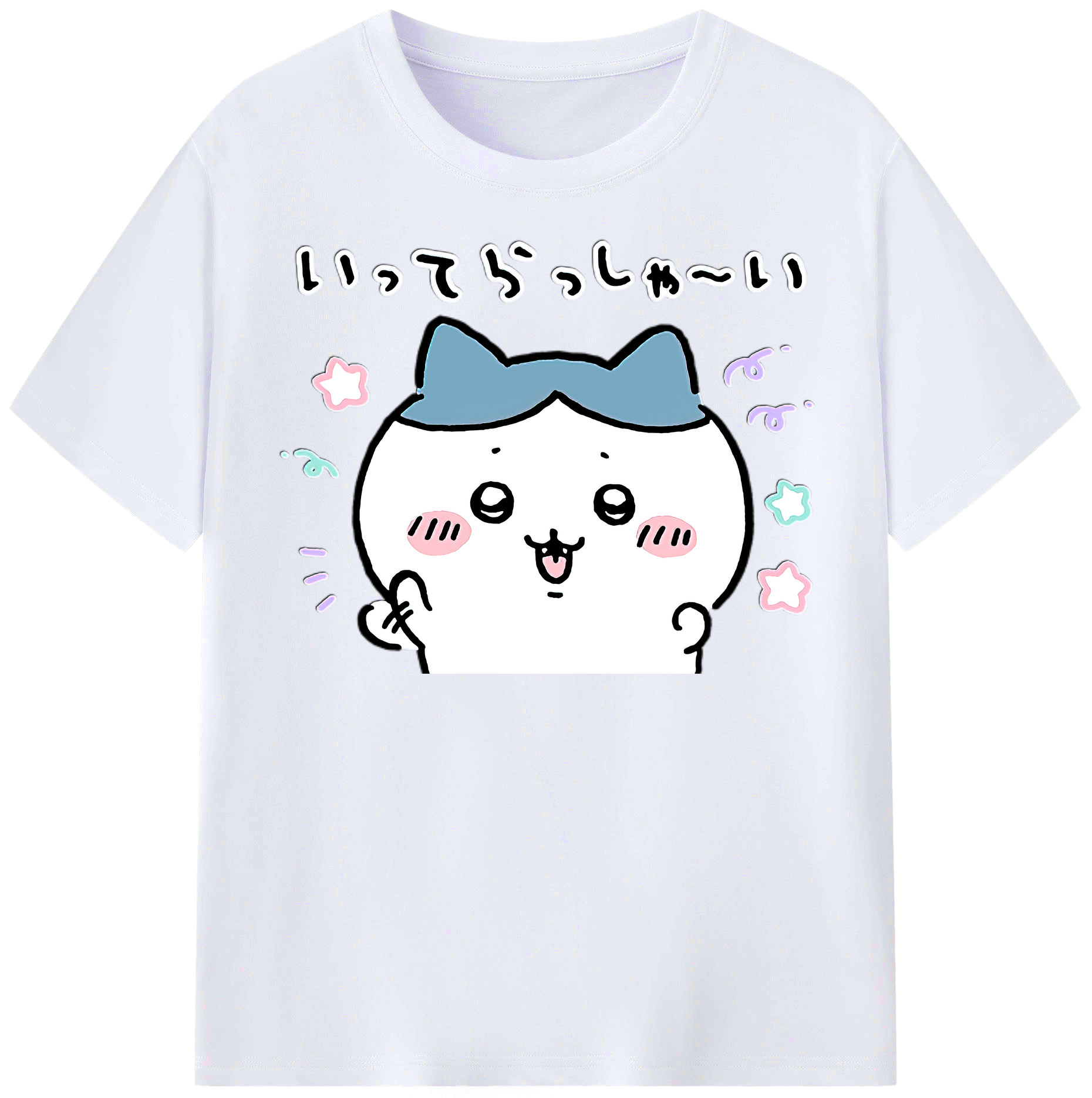 （画像用） ちいかわ ハチワレ Chii-kawa hachiware レディースカジュアルプリントTシャツ（綿100％）