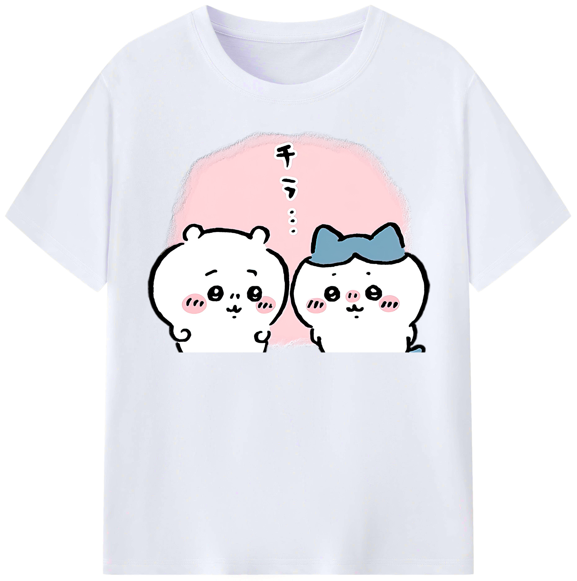 （画像用） ちいかわ ハチワレ Chii-kawa hachiware レディースカジュアルプリントTシャツ（綿100％）