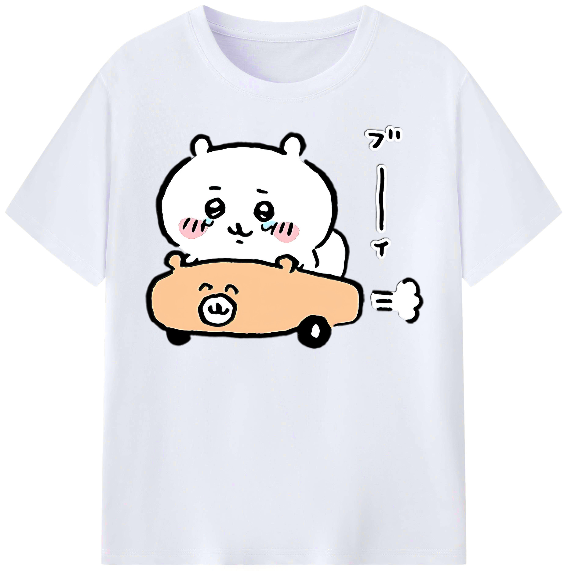 （画像用） ちいかわ ちいかわ Chii-kawa chiikawa レディースカジュアルプリントTシャツ（綿100％）