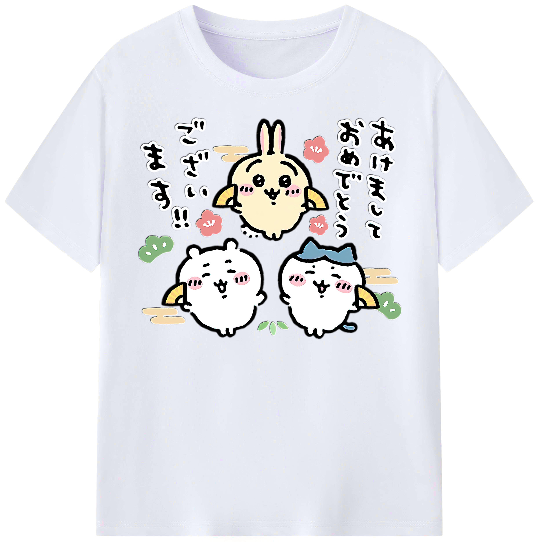 （画像用） ちいかわ ちいかわ Chii-kawa chiikawa レディースカジュアルプリントTシャツ（綿100％）
