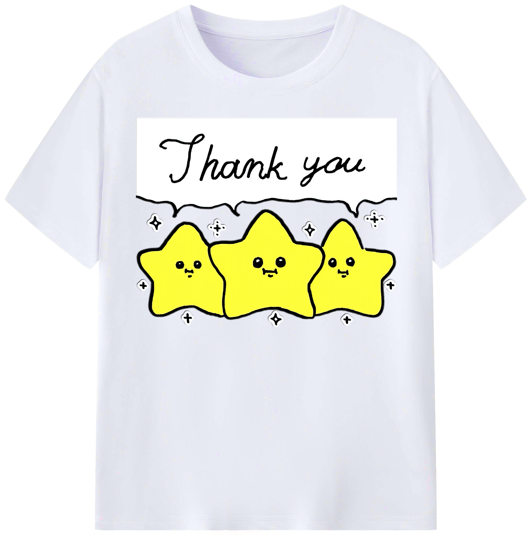 （画像用） ちいかわ 流れ星 Chii-kawa Shooting star レディースカジュアルプリントTシャツ（綿100％）