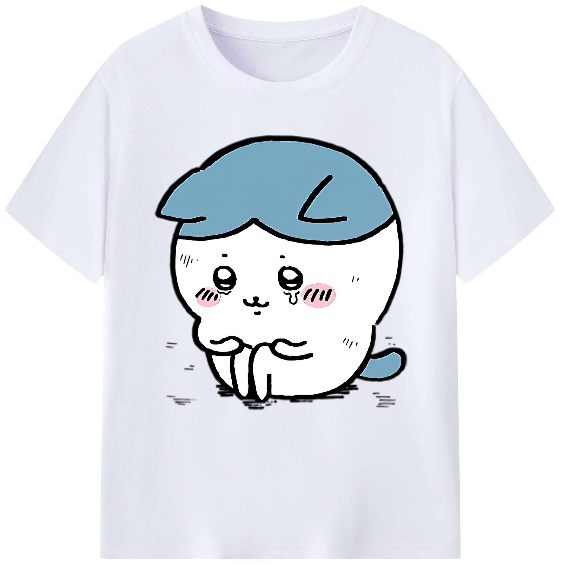 （画像用） ちいかわ ハチワレ Chii-kawa hachiware レディースカジュアルプリントTシャツ（綿100％）