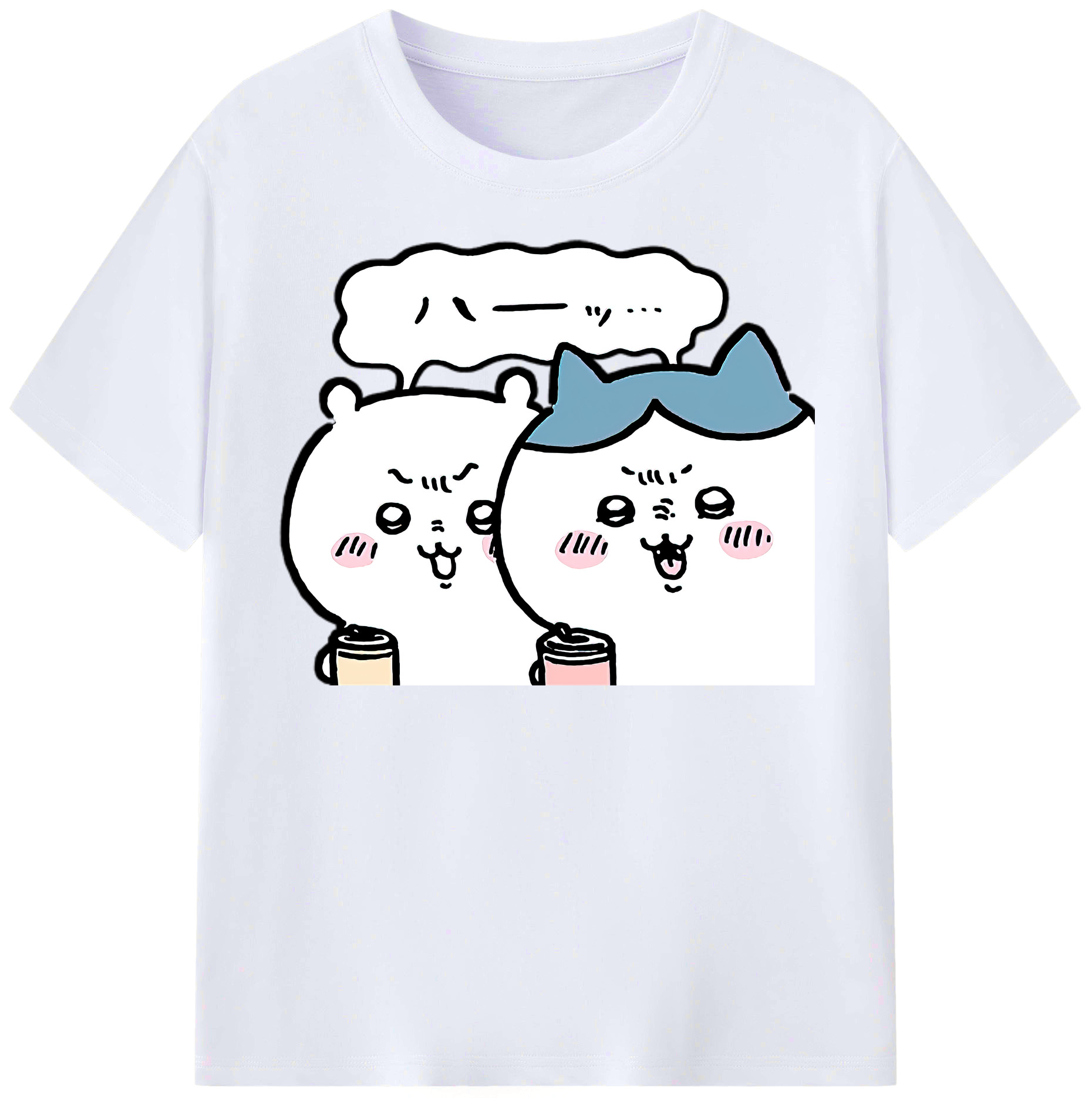 （画像用） ちいかわ ハチワレ Chii-kawa hachiware レディースカジュアルプリントTシャツ（綿100％）