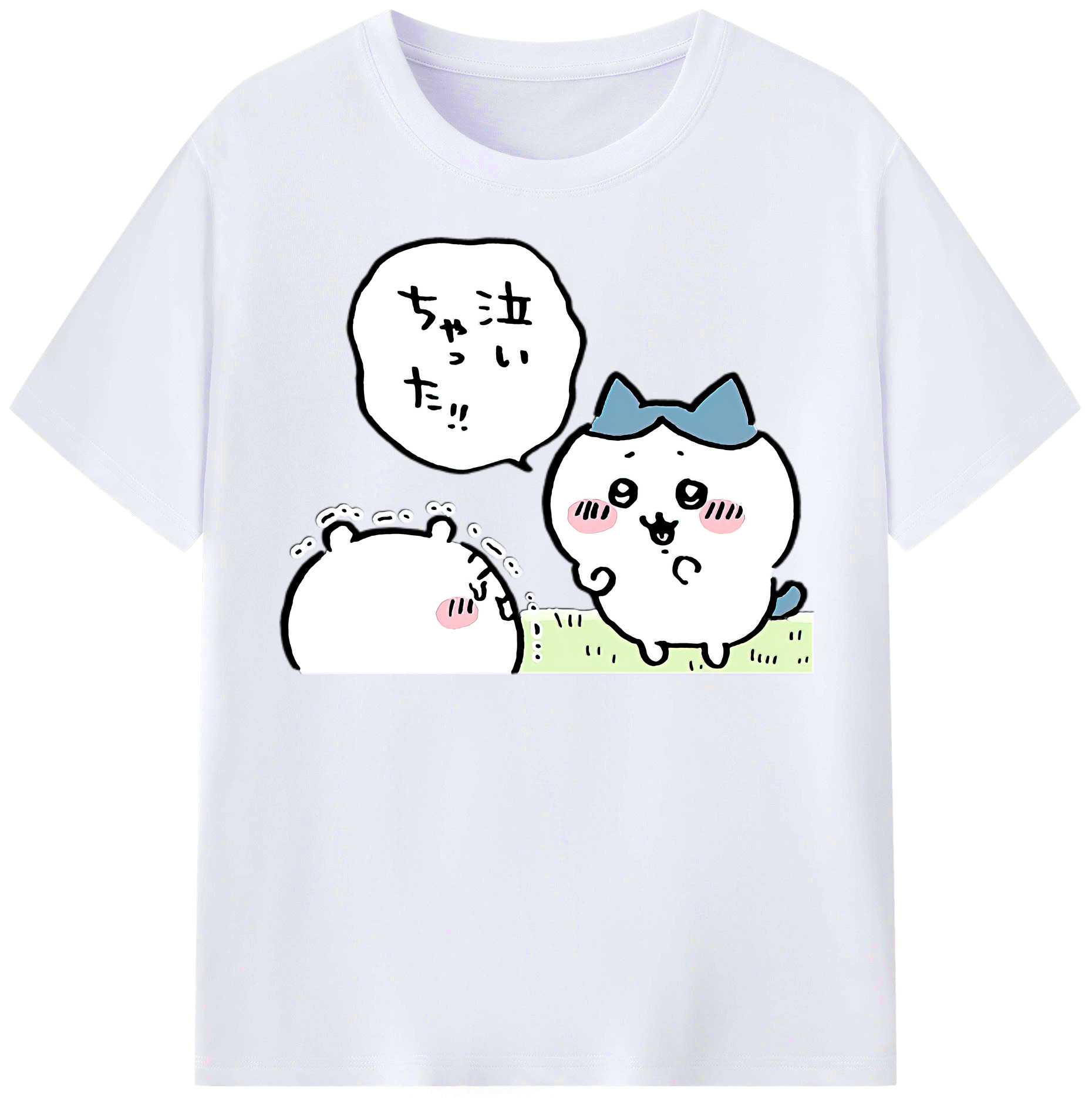 （画像用） ちいかわ ハチワレ Chii-kawa hachiware レディースカジュアルプリントTシャツ（綿100％）