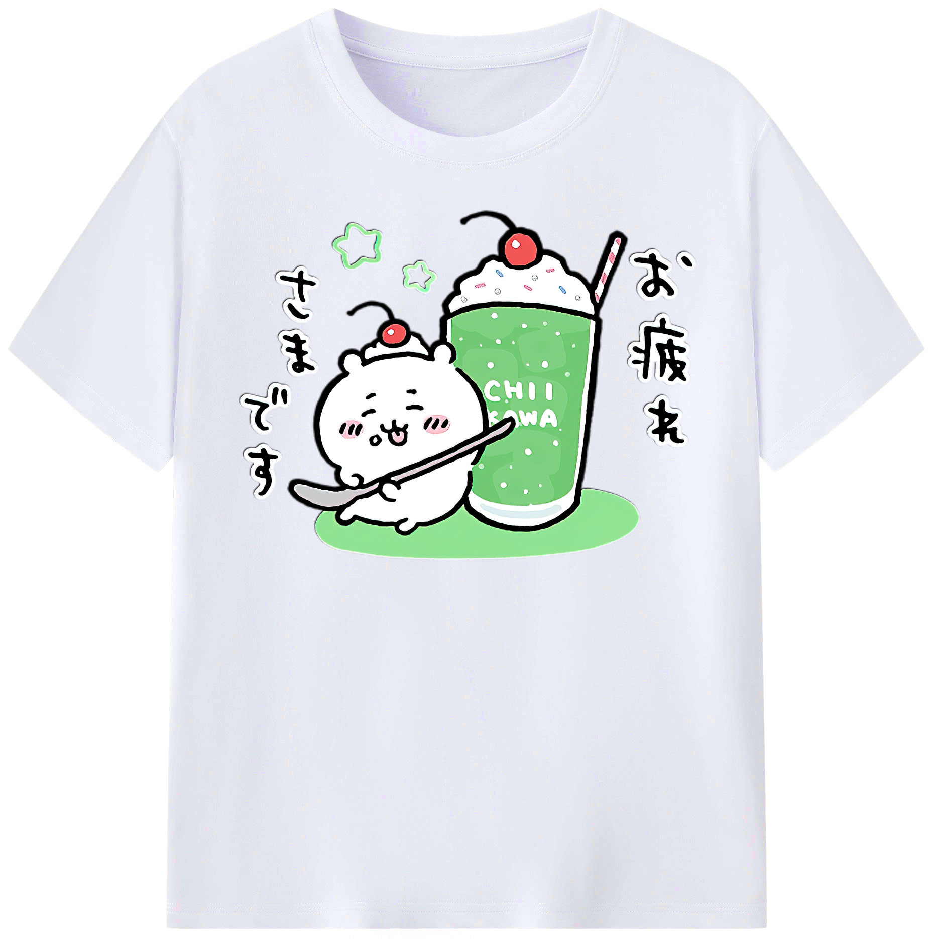 （画像用） ちいかわ ちいかわ Chii-kawa chiikawa レディースカジュアルプリントTシャツ（綿100％）