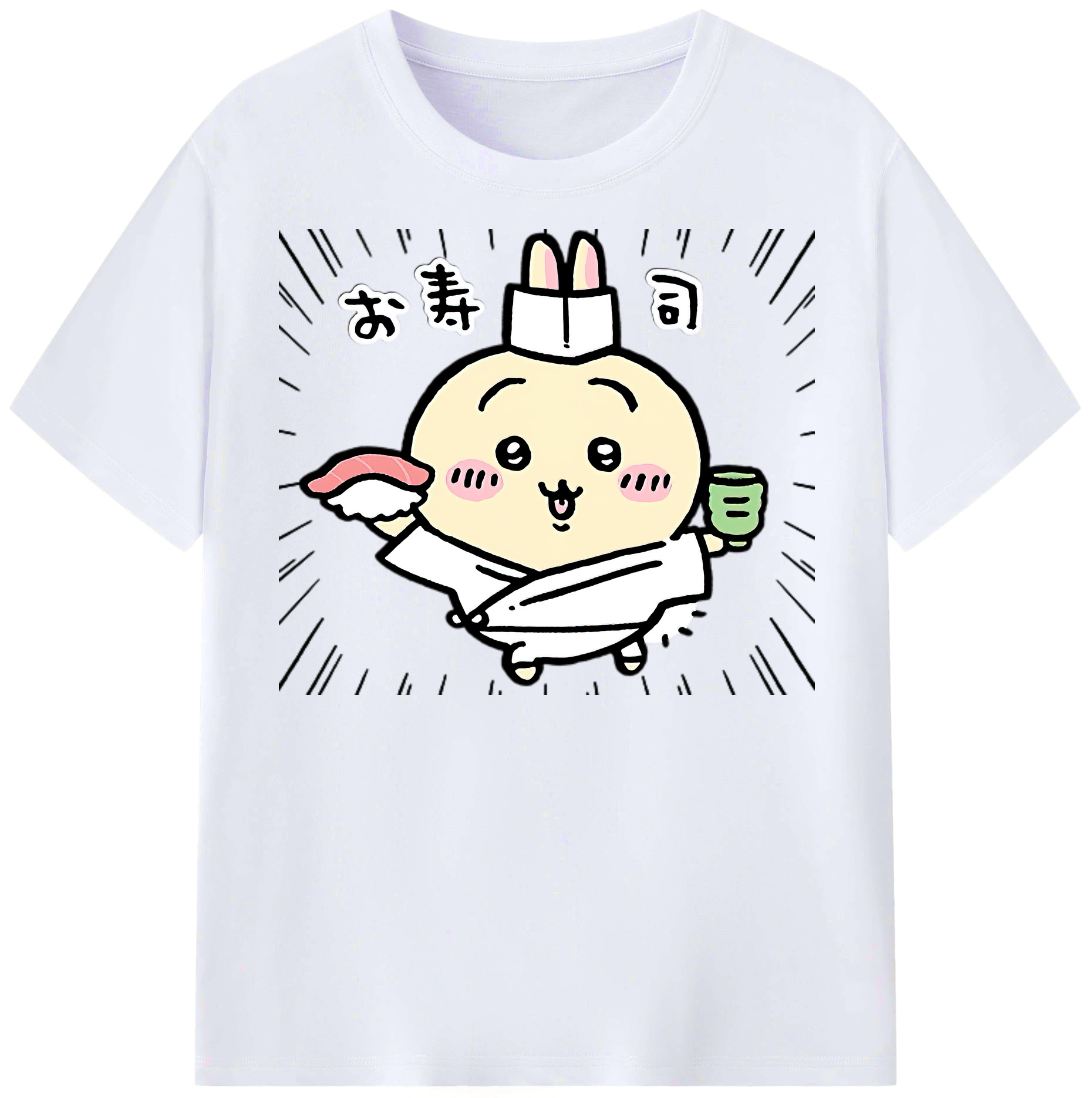 （画像用） ちいかわ うさぎ Chii-kawa usagi レディースカジュアルプリントTシャツ（綿100％）