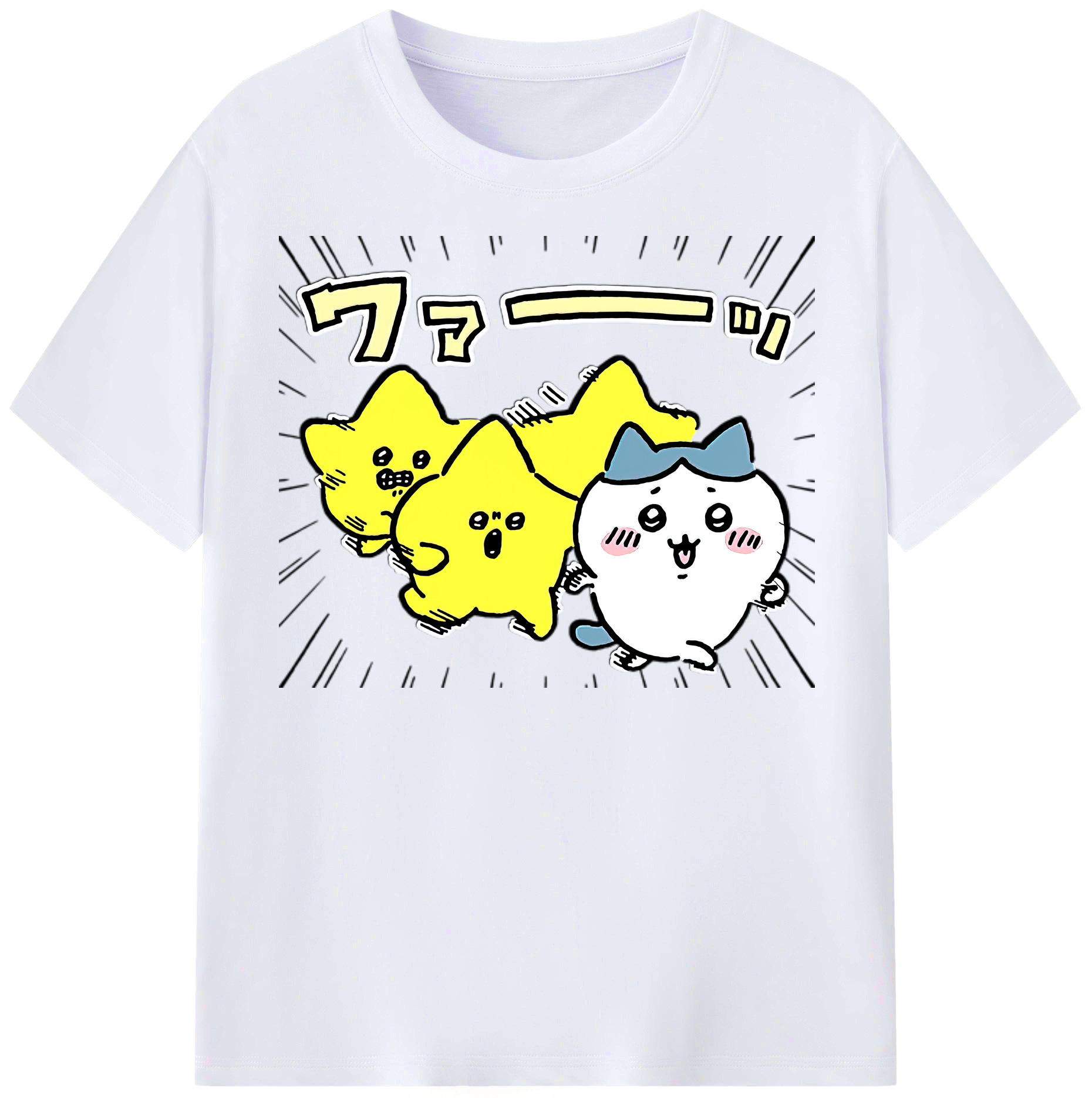 （画像用） ちいかわ 流れ星 Chii-kawa Shooting star レディースカジュアルプリントTシャツ（綿100％）