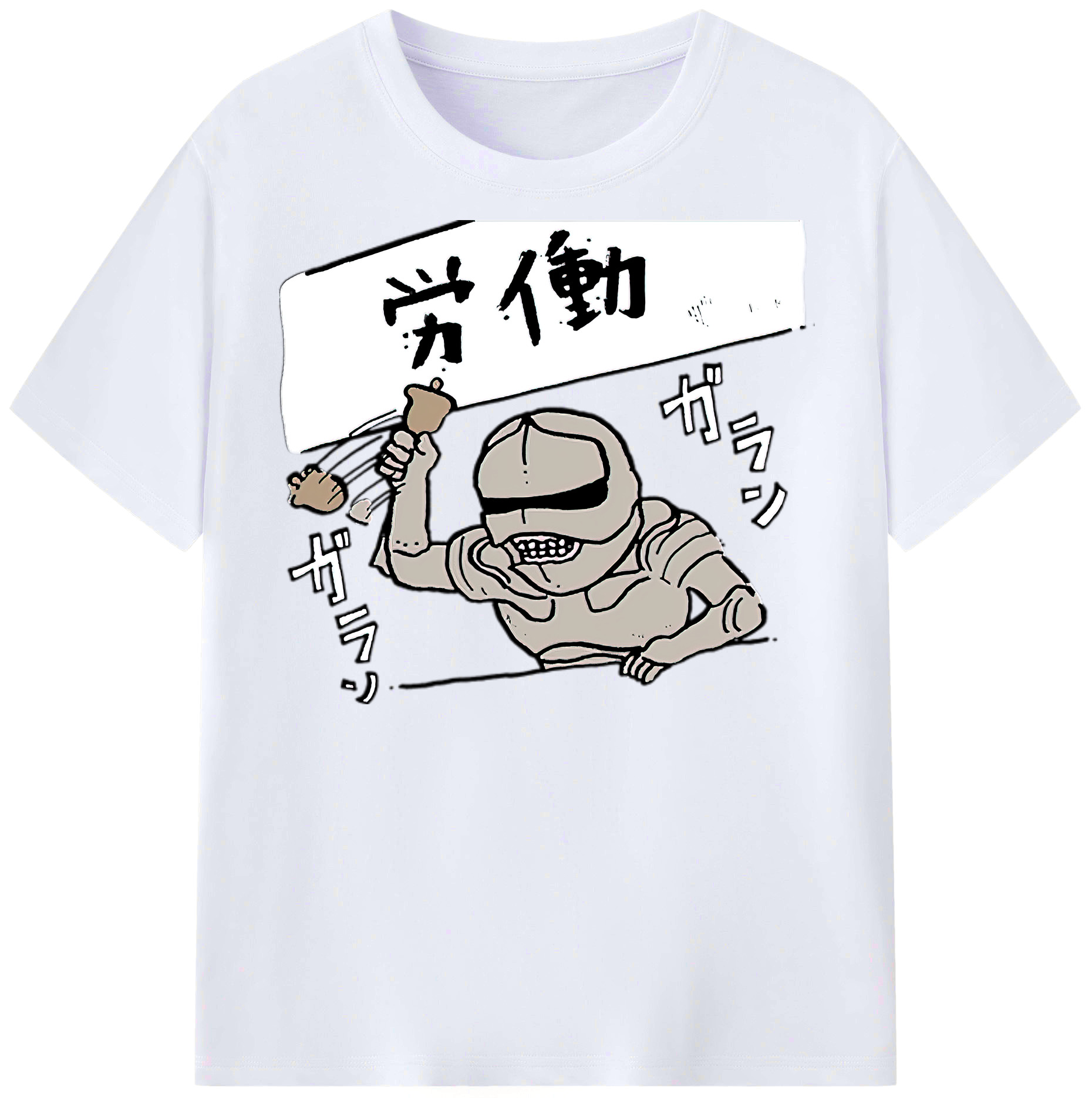 （画像用） ちいかわ 労働の鎧さん Chii-kawa Mr. Armor of Labor レディースカジュアルプリントTシャツ（綿100％）