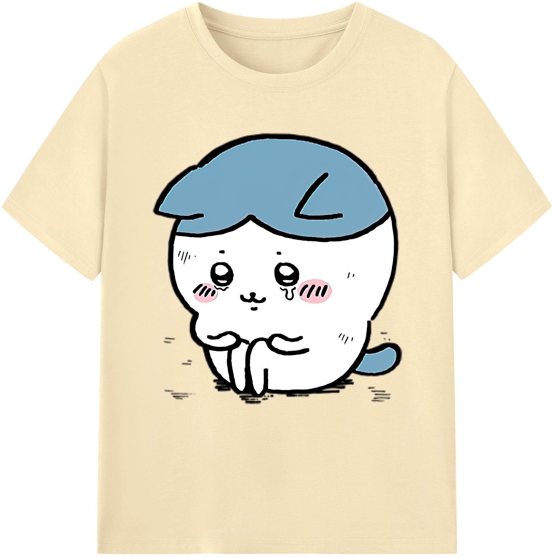 （画像用） ちいかわ ハチワレ Chii-kawa hachiware 綿100％半袖Tシャツ（フロントプリント）