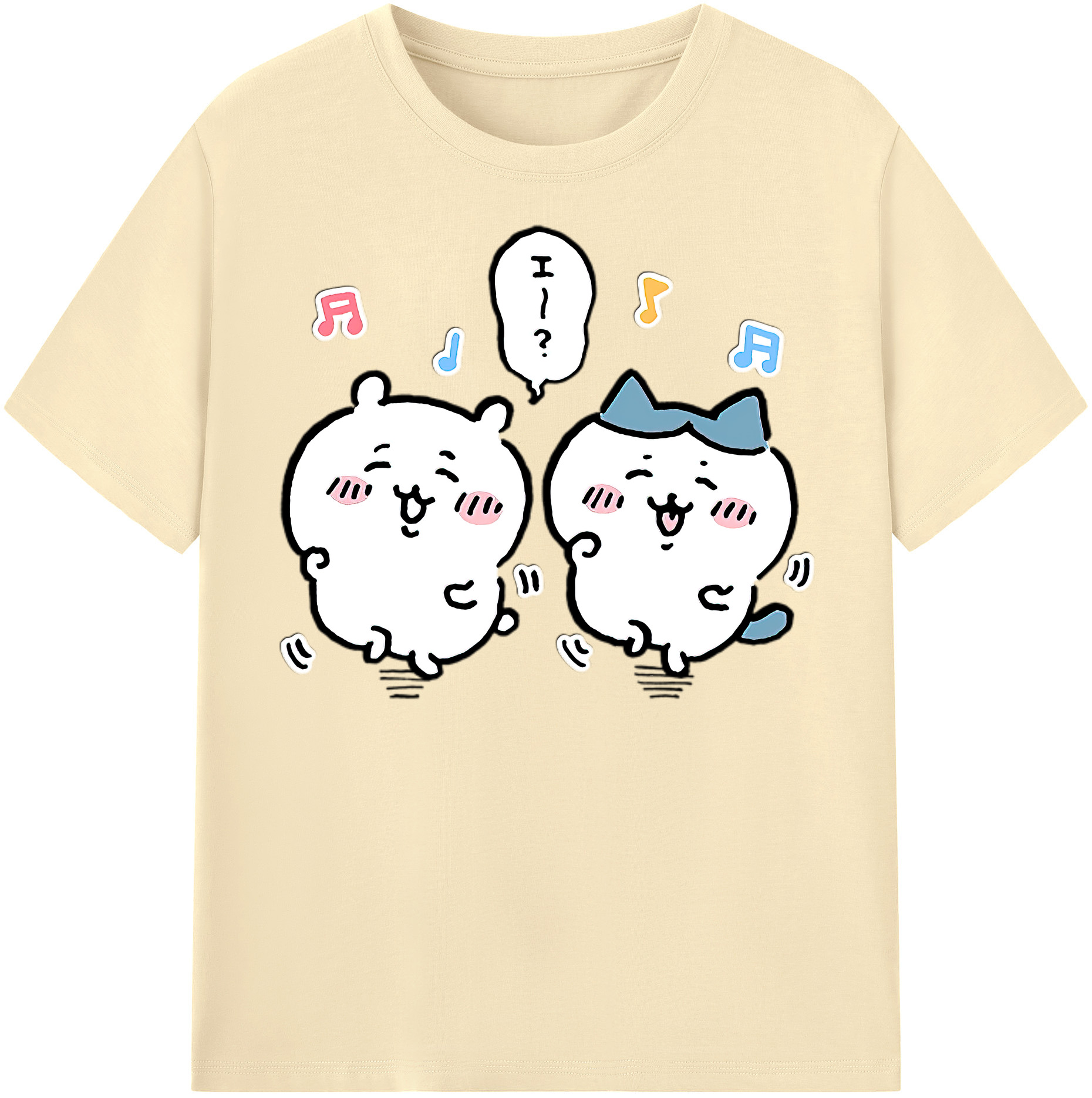 （画像用） ちいかわ ハチワレ Chii-kawa hachiware 綿100％半袖Tシャツ（フロントプリント）