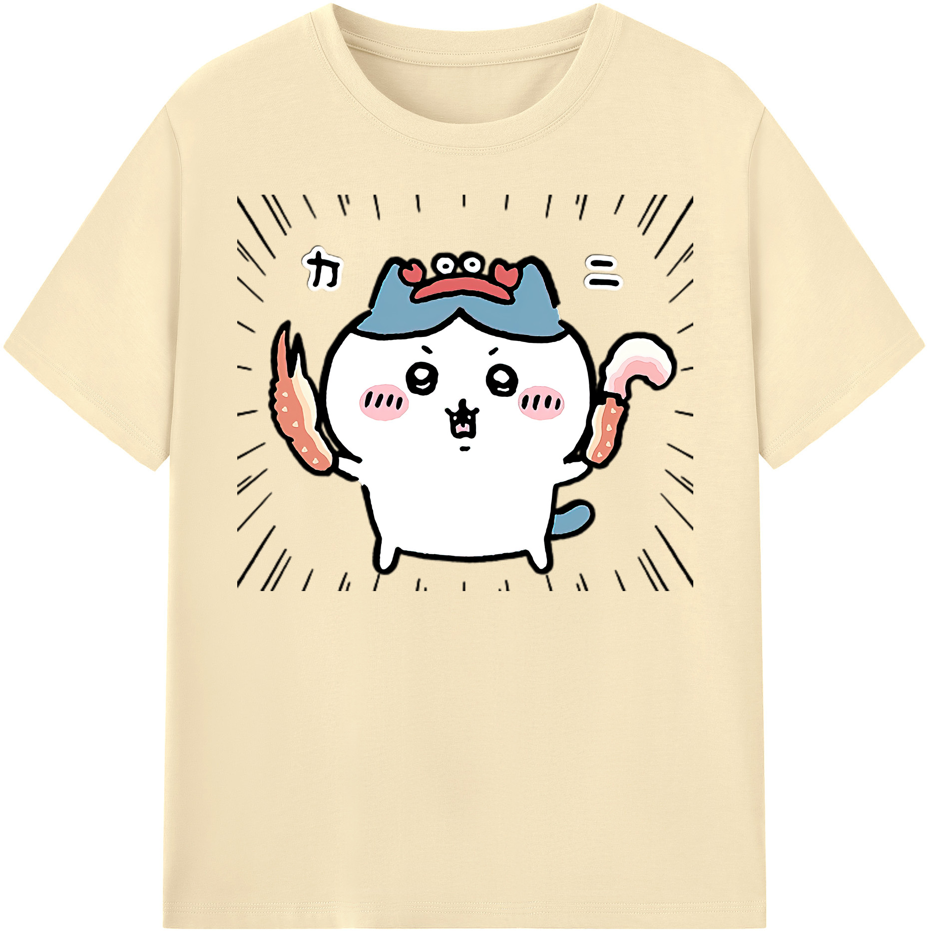 （画像用） ちいかわ ハチワレ Chii-kawa hachiware 綿100％半袖Tシャツ（フロントプリント）
