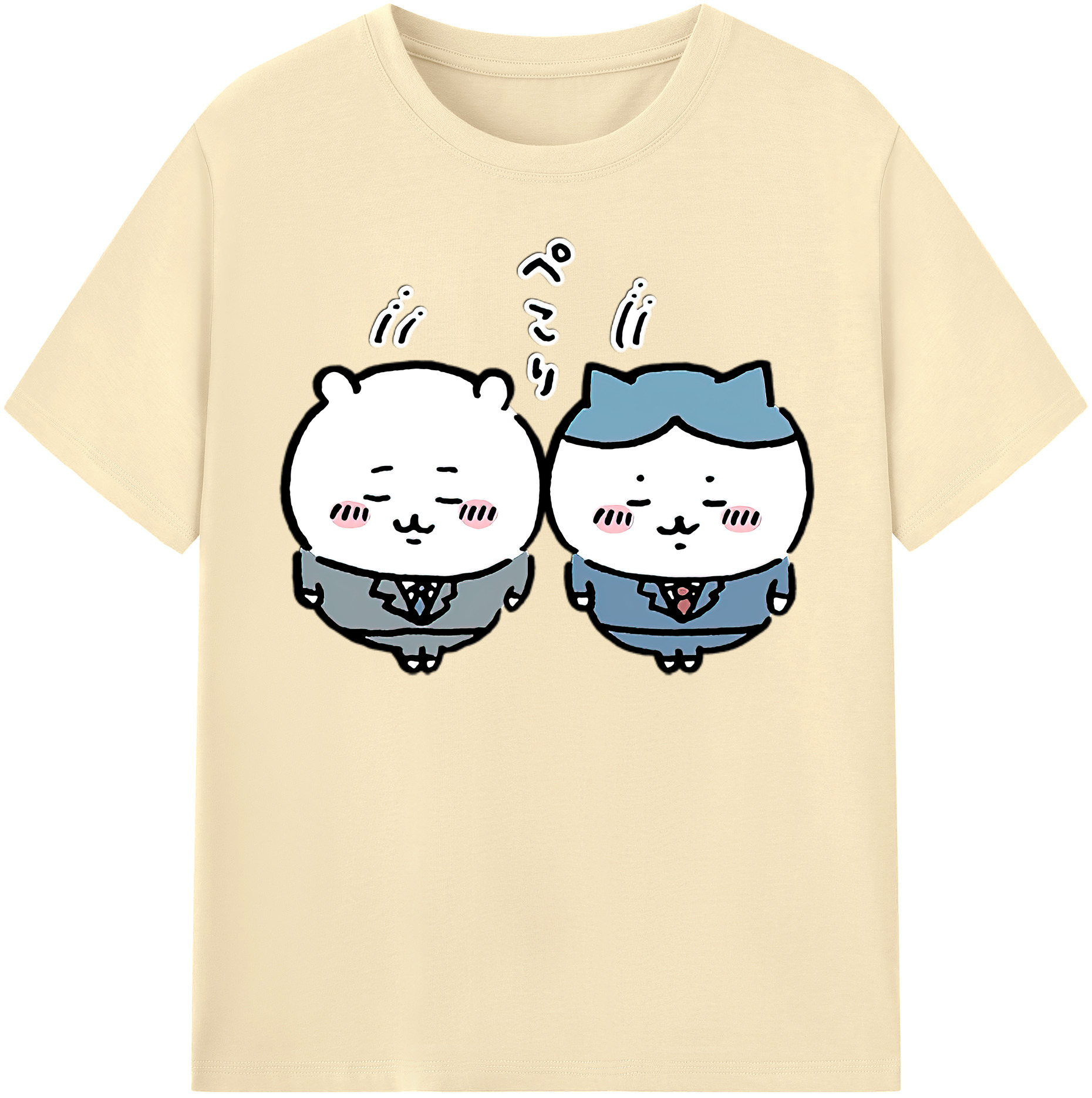 （画像用） ちいかわ ハチワレ Chii-kawa hachiware 綿100％半袖Tシャツ（フロントプリント）