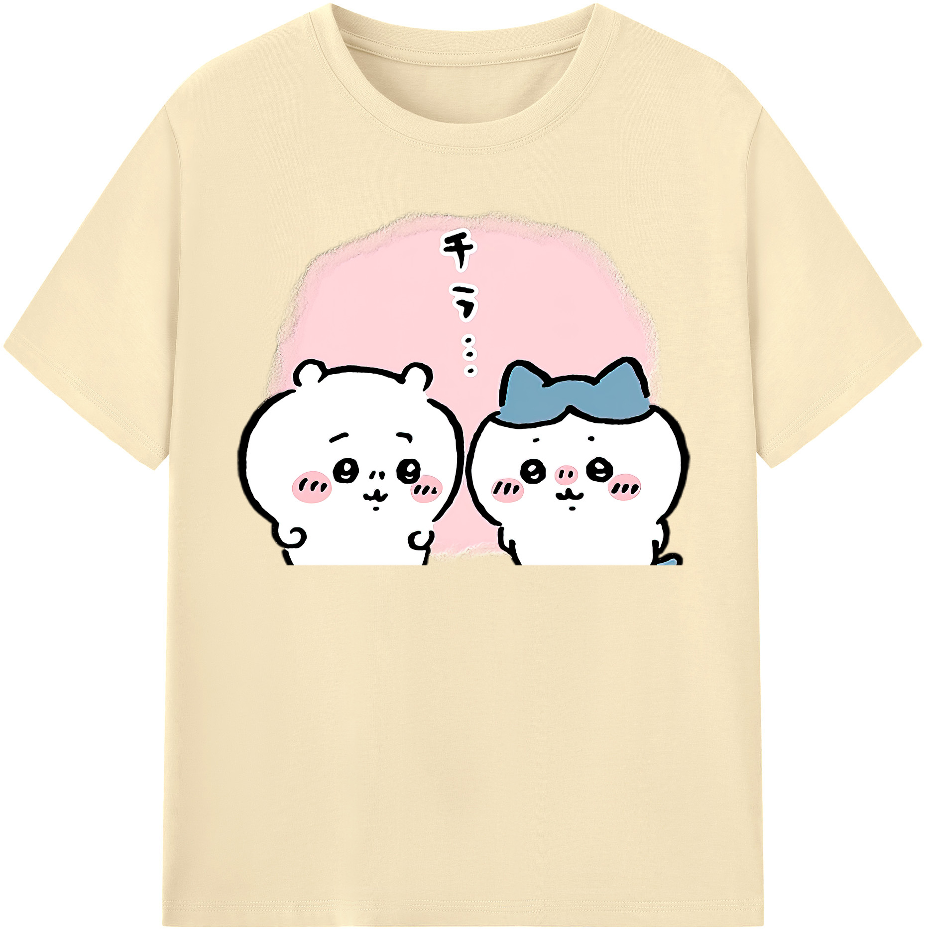 （画像用） ちいかわ ハチワレ Chii-kawa hachiware 綿100％半袖Tシャツ（フロントプリント）