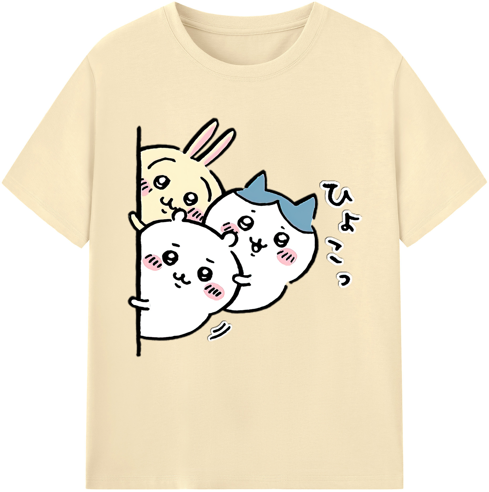 （画像用） ちいかわ うさぎ Chii-kawa usagi 綿100％半袖Tシャツ（フロントプリント）