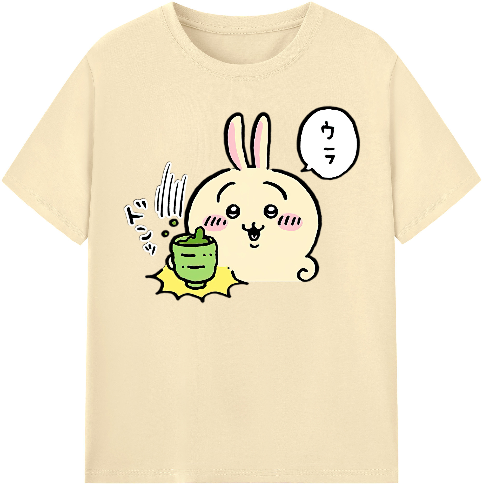（画像用） ちいかわ うさぎ Chii-kawa usagi 綿100％半袖Tシャツ（フロントプリント）