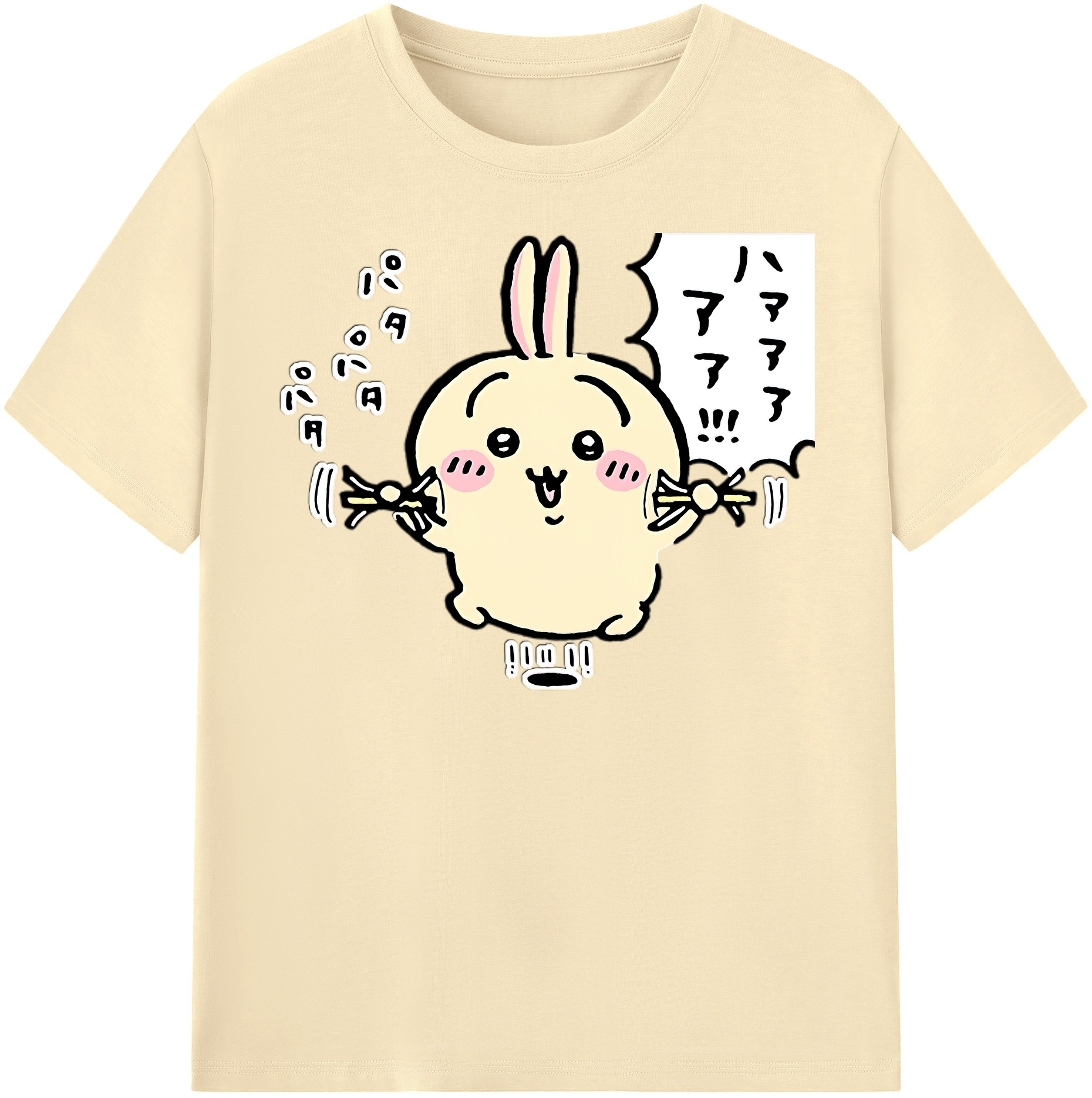 （画像用） ちいかわ うさぎ Chii-kawa usagi 綿100％半袖Tシャツ（フロントプリント）