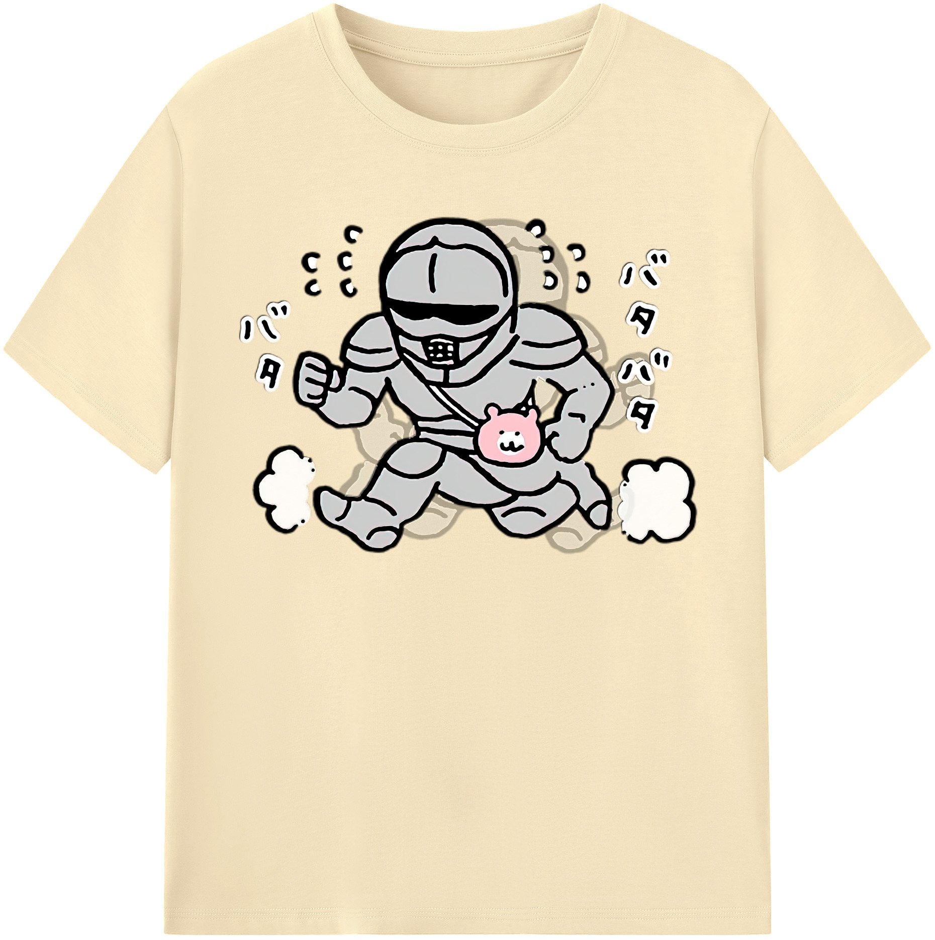 （画像用） ちいかわ 労働の鎧さん Chii-kawa Mr. Armor of Labor 綿100％半袖Tシャツ（フロントプリント）
