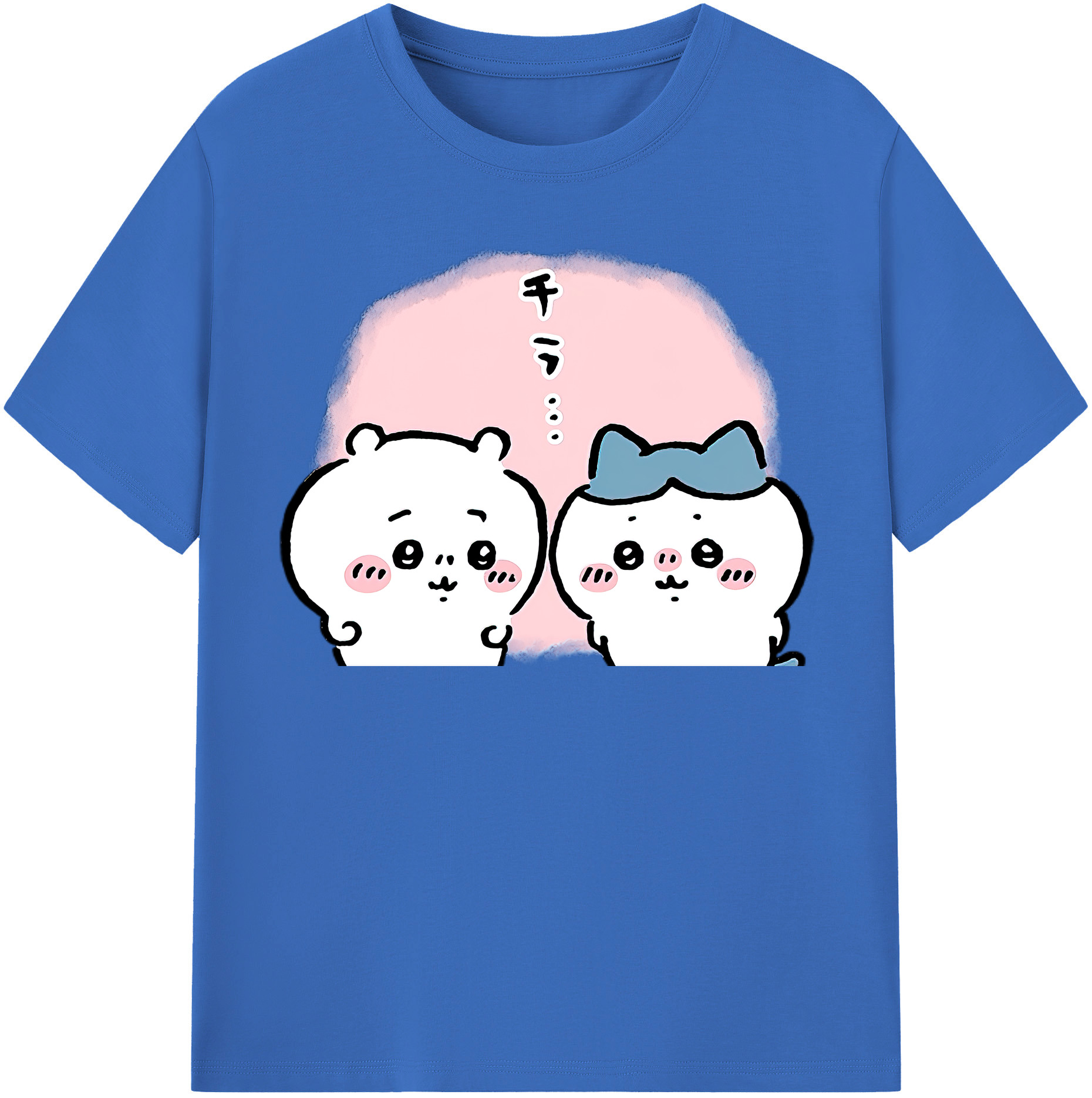 （画像用） ちいかわ ハチワレ Chii-kawa hachiware 綿100％半袖Tシャツ（フロントプリント）