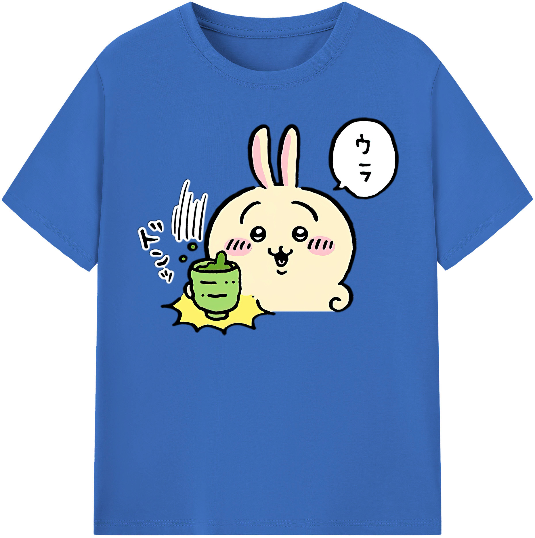 （画像用） ちいかわ うさぎ Chii-kawa usagi 綿100％半袖Tシャツ（フロントプリント）